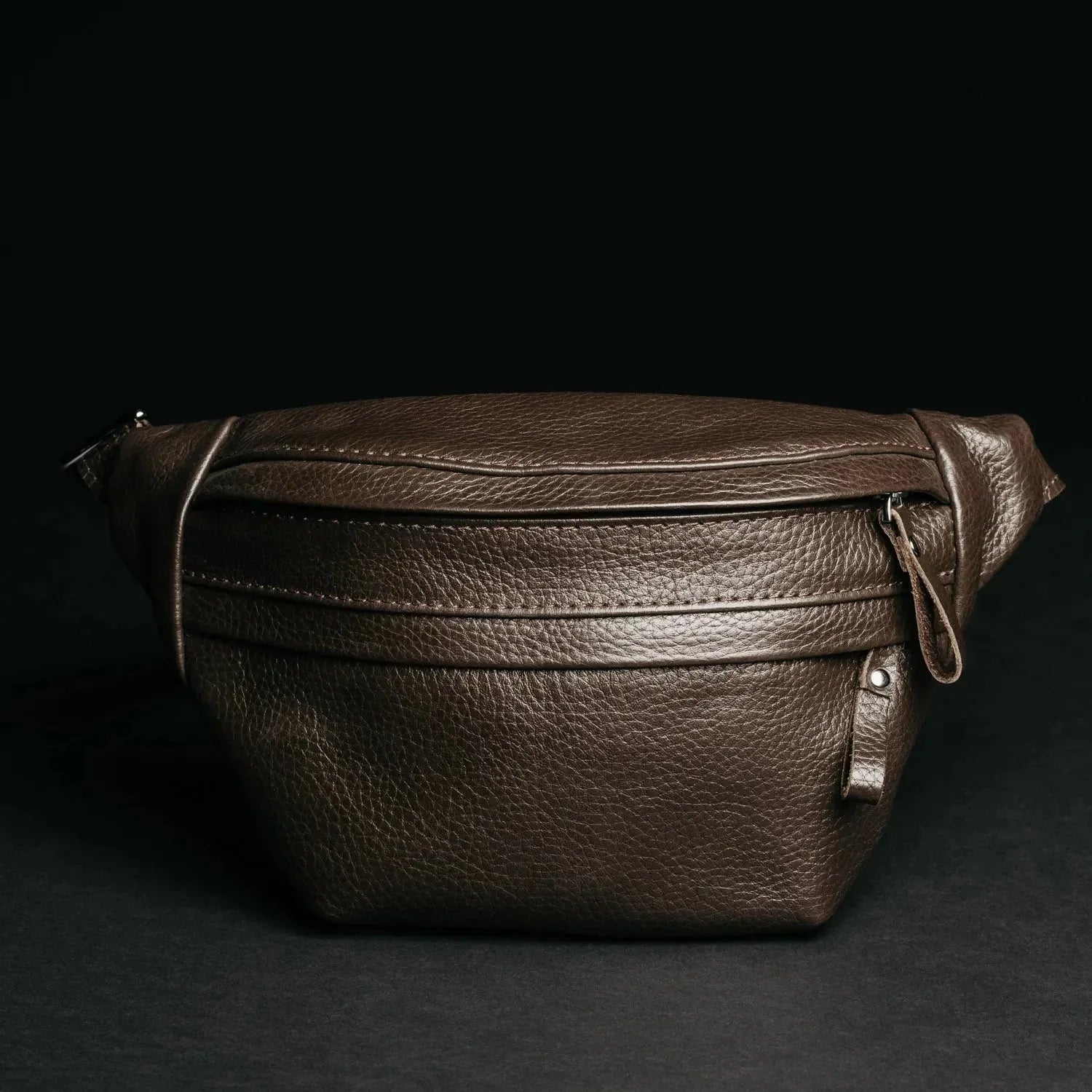 Grainy Leather Waist Bag with Zipper | B-Bag