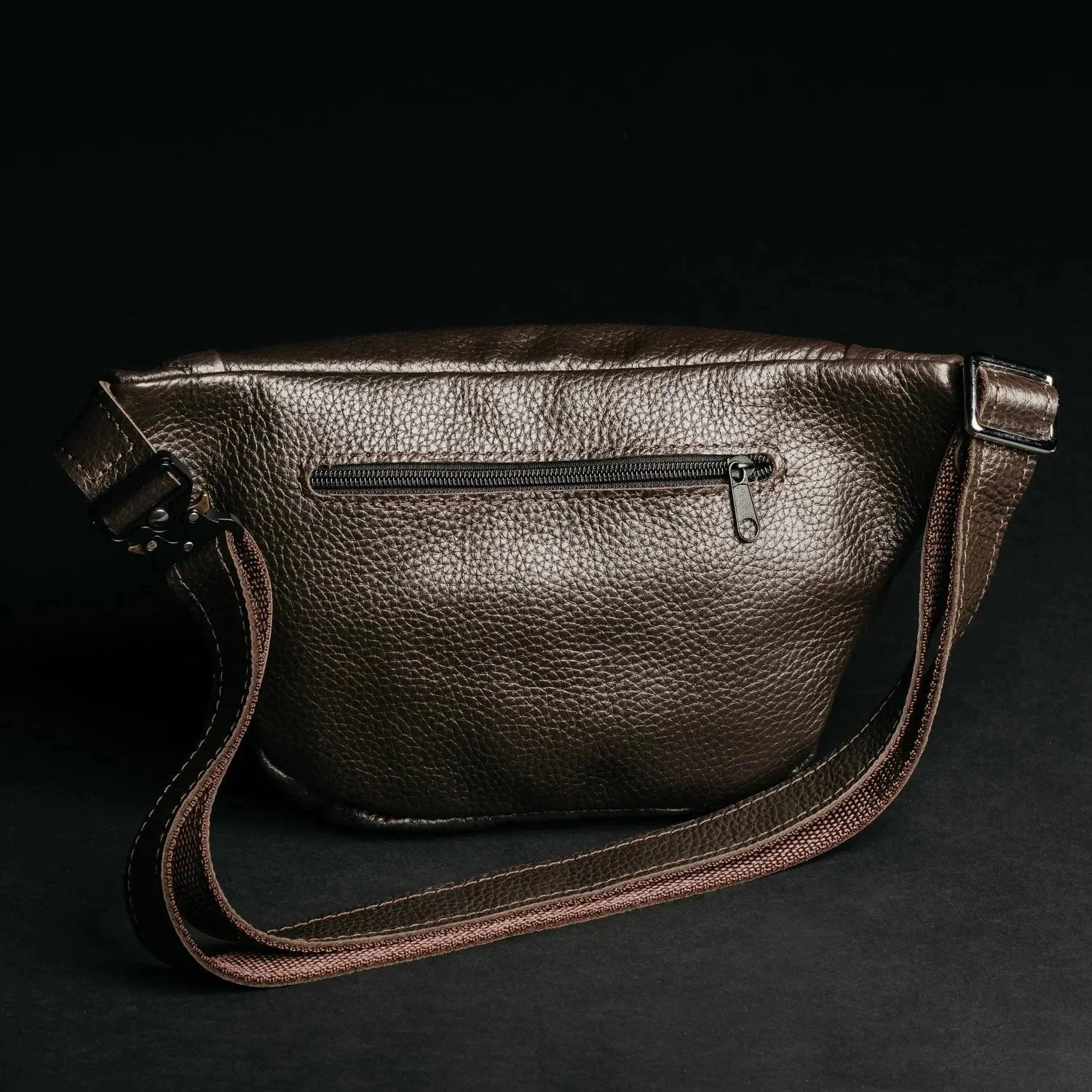Grainy Leather Waist Bag with Zipper | B-Bag