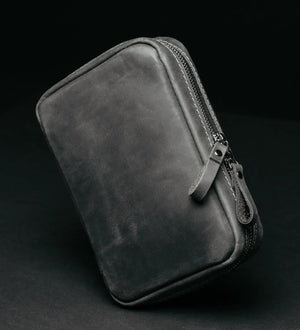 Distressed Leather Tech Organizer with Zipper | Tech & Cable Case