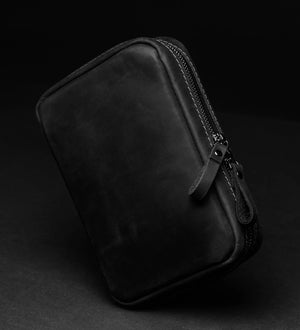 Distressed Leather Tech Organizer with Zipper | Tech & Cable Case