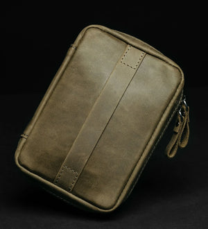 Distressed Leather Tech Organizer with Zipper | Tech & Cable Case