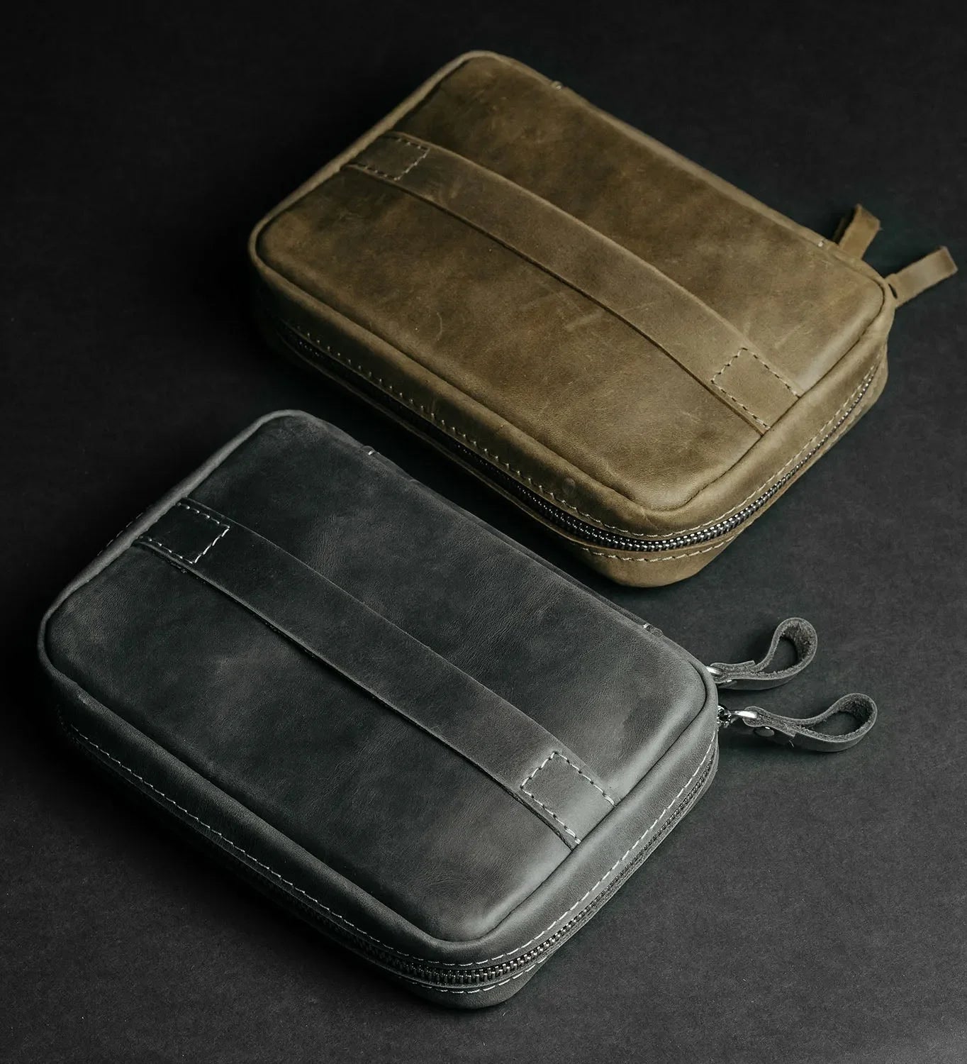 Distressed Leather Tech Organizer with Zipper | Tech & Cable Case