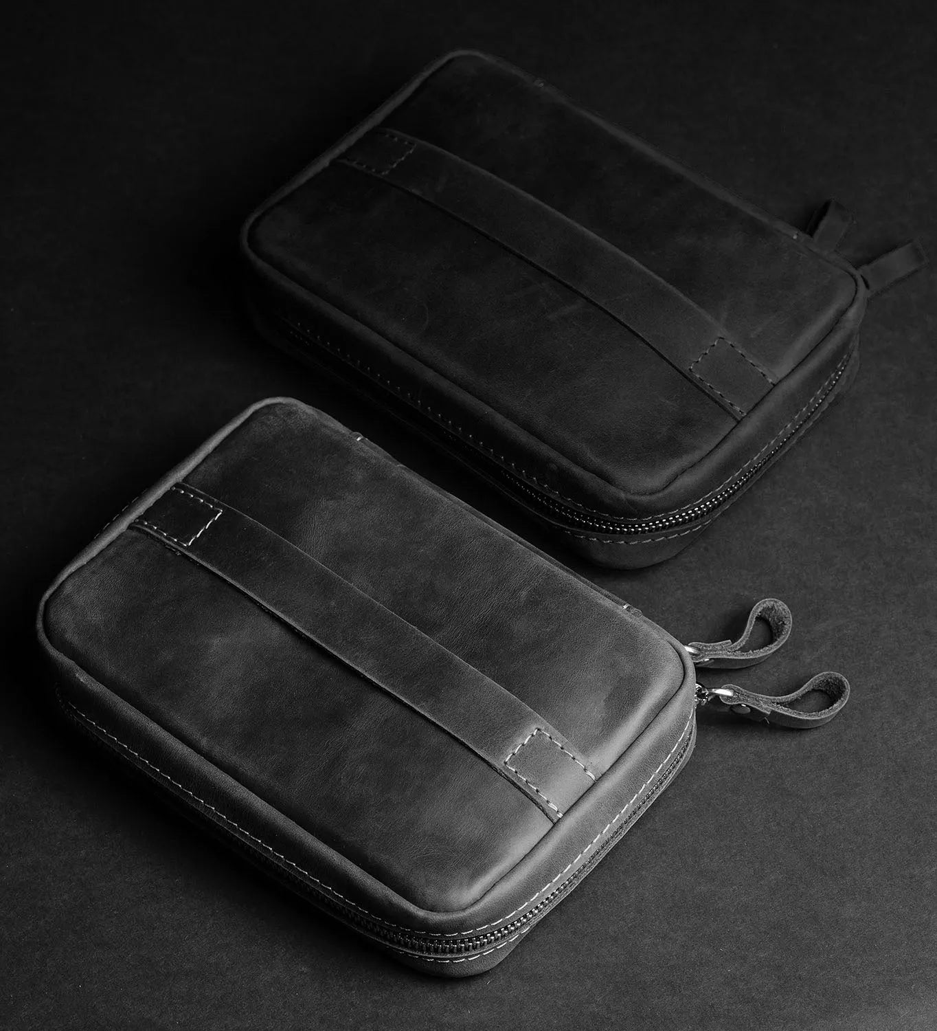 Distressed Leather Tech Organizer with Zipper | Tech & Cable Case