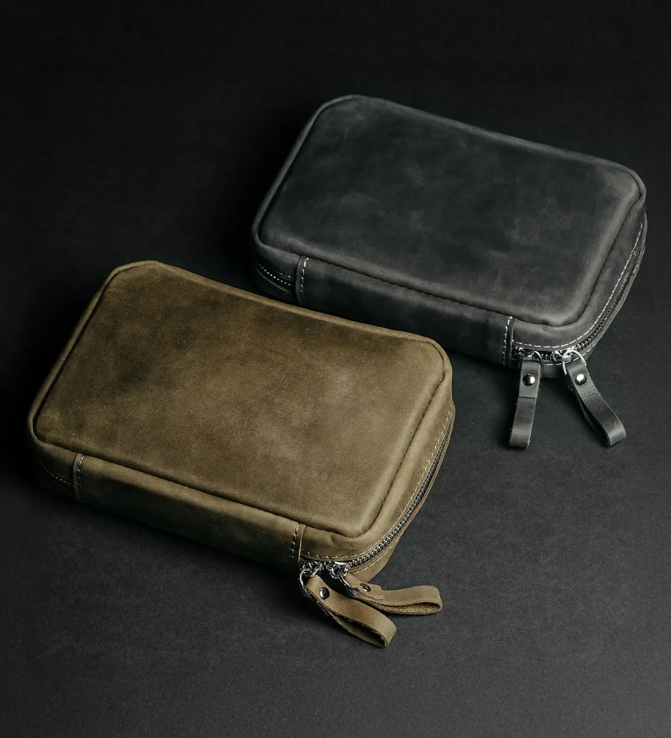 Distressed Leather Tech Organizer with Zipper | Tech & Cable Case