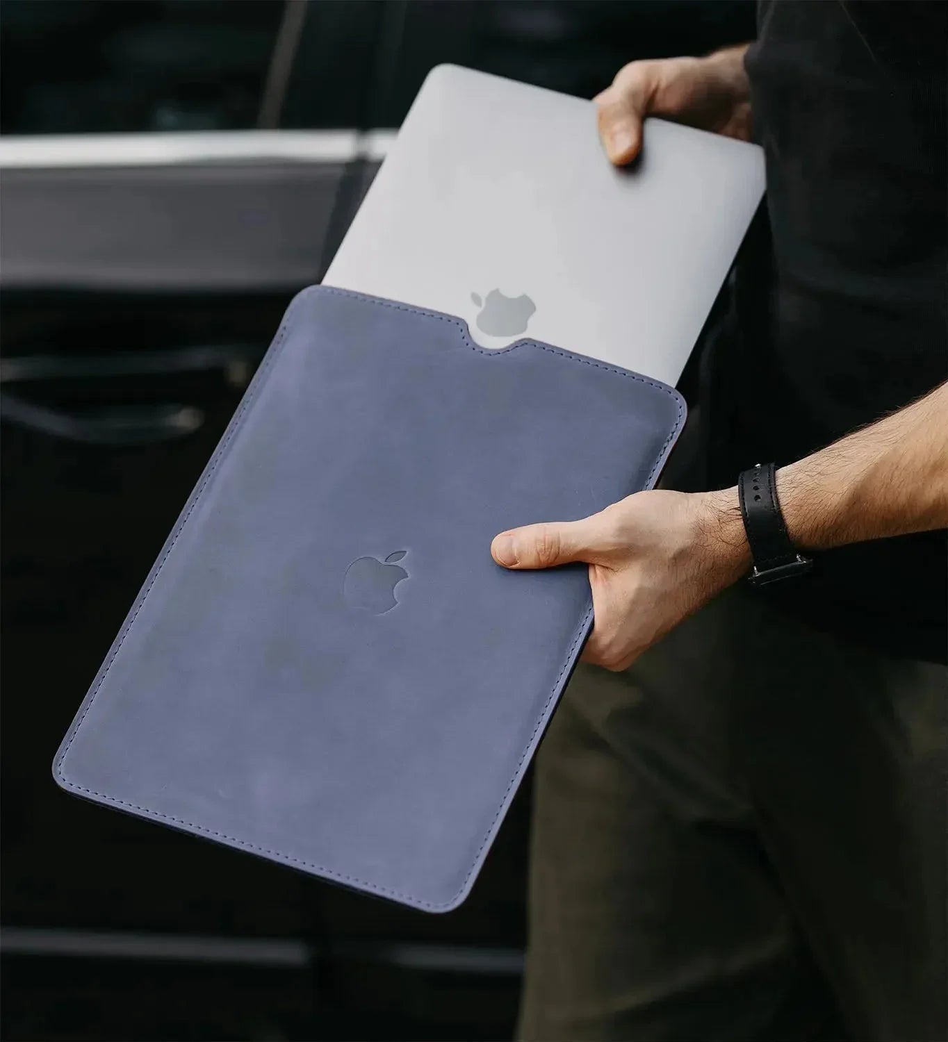 Waxed Matte Leather MacBook Case – Open Edge for Charging | Flatcase