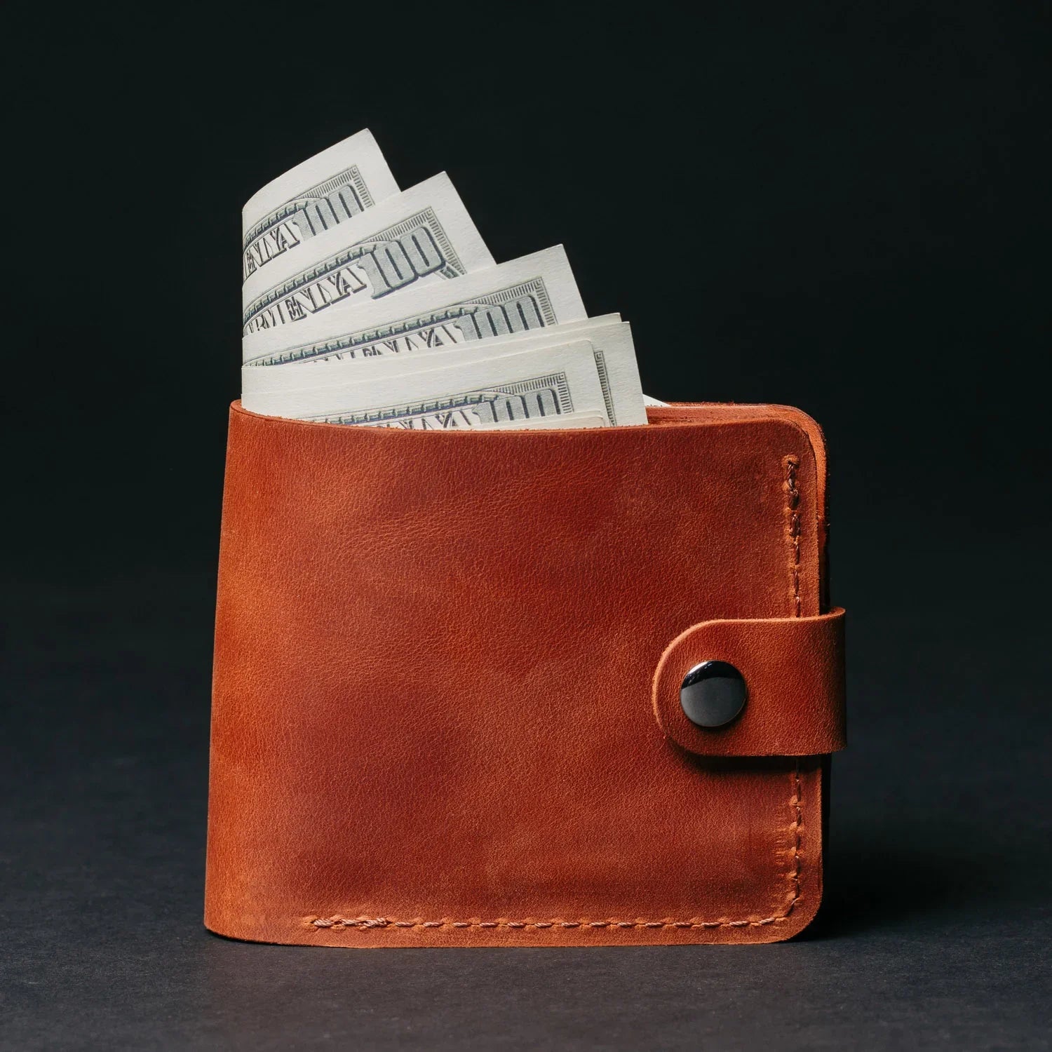 Leather Bi-fold Wallet with Coin Pouch
