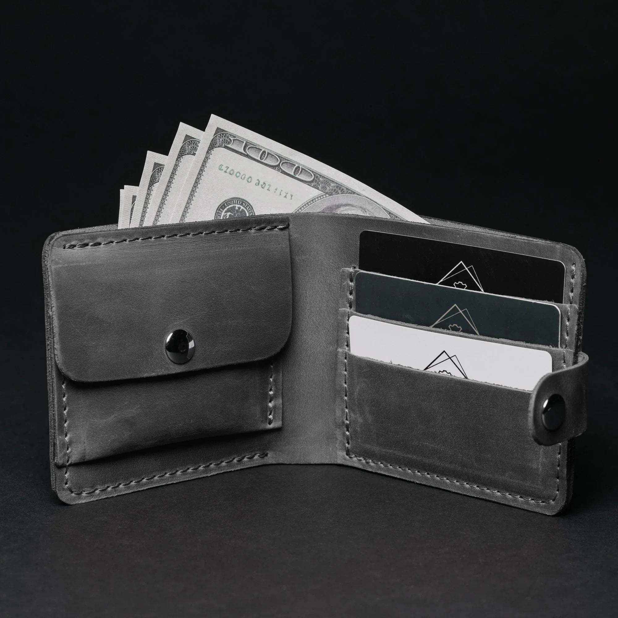 Leather Bi-fold Wallet with Coin Pouch
