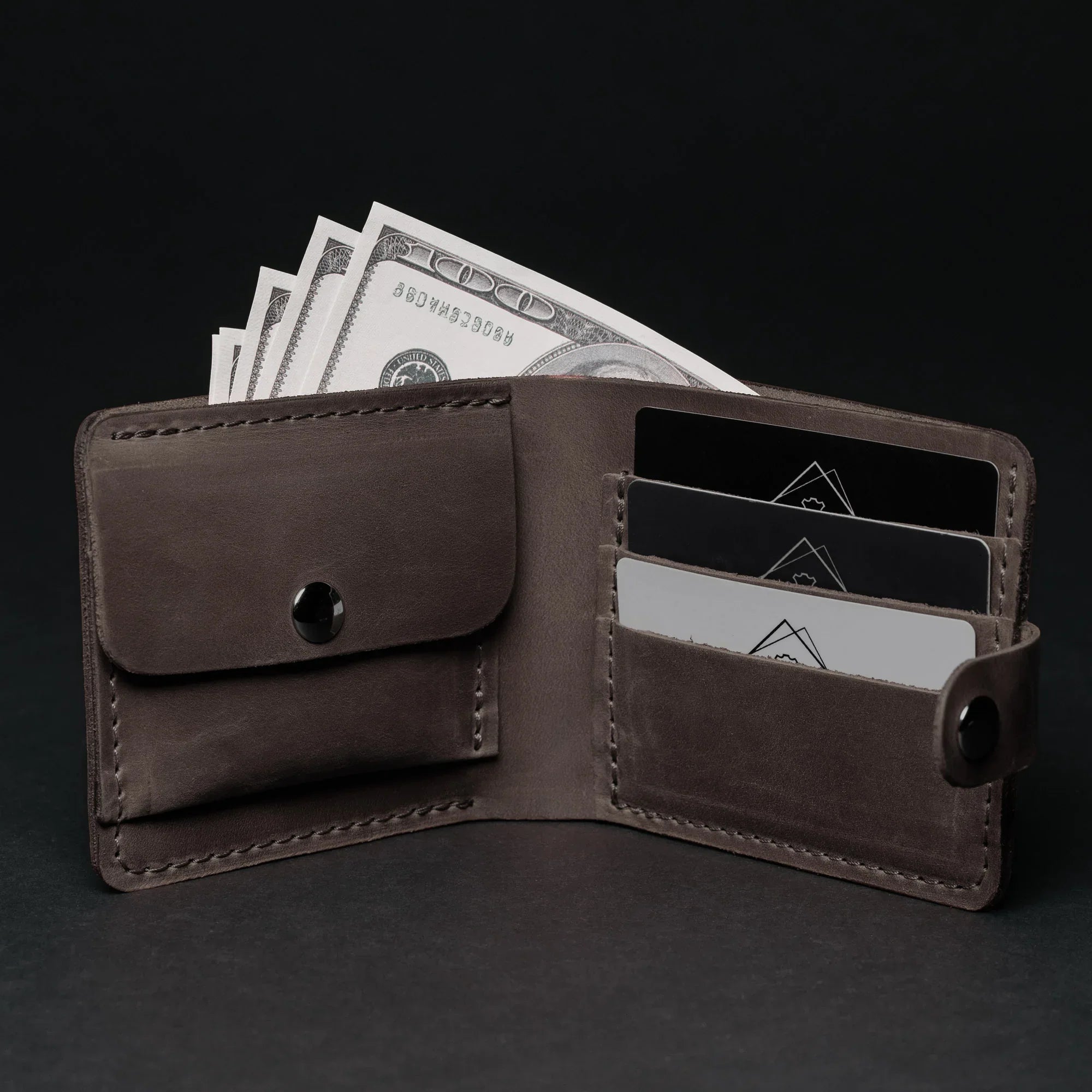 Leather Bi-fold Wallet with Coin Pouch
