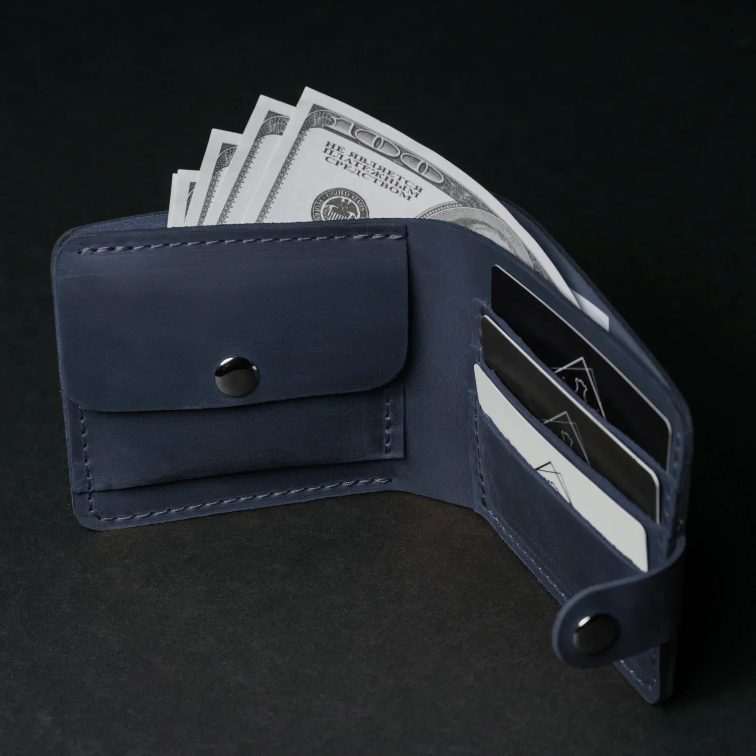 Leather Bi-fold Wallet with Coin Pouch