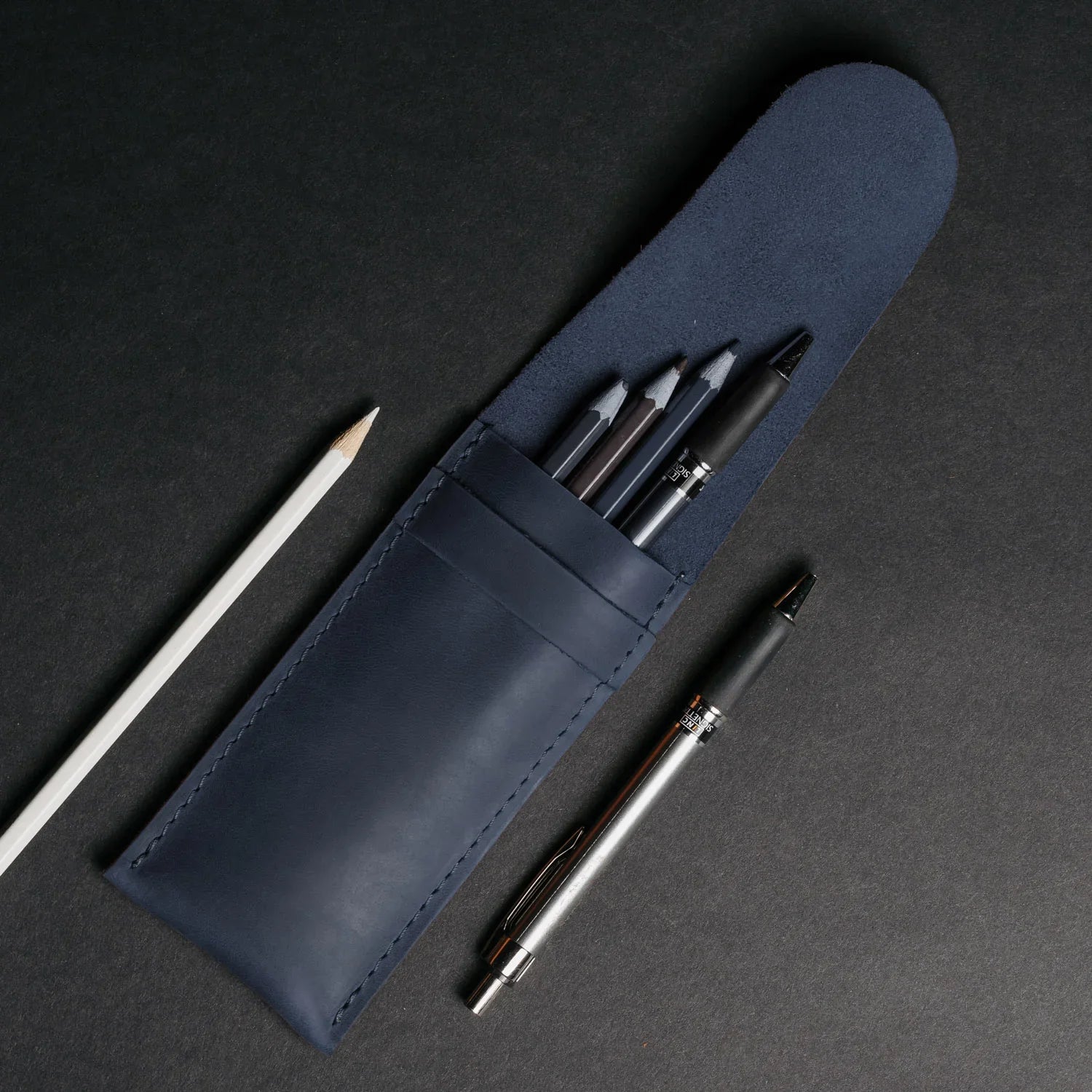 Vintage Leather Pen & Pencil Pouch - Case for Pens