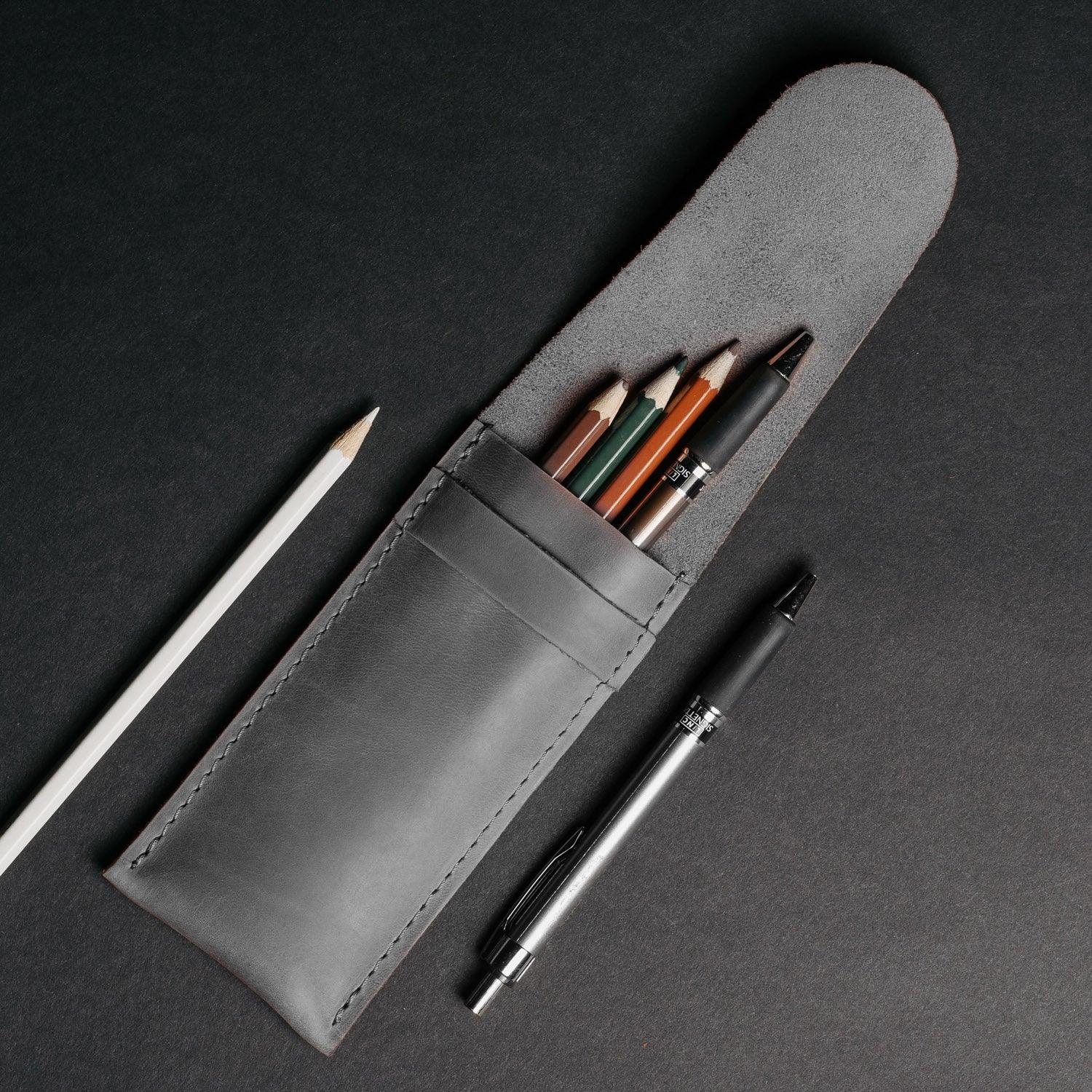 Vintage Leather Pen & Pencil Pouch - Case for Pens
