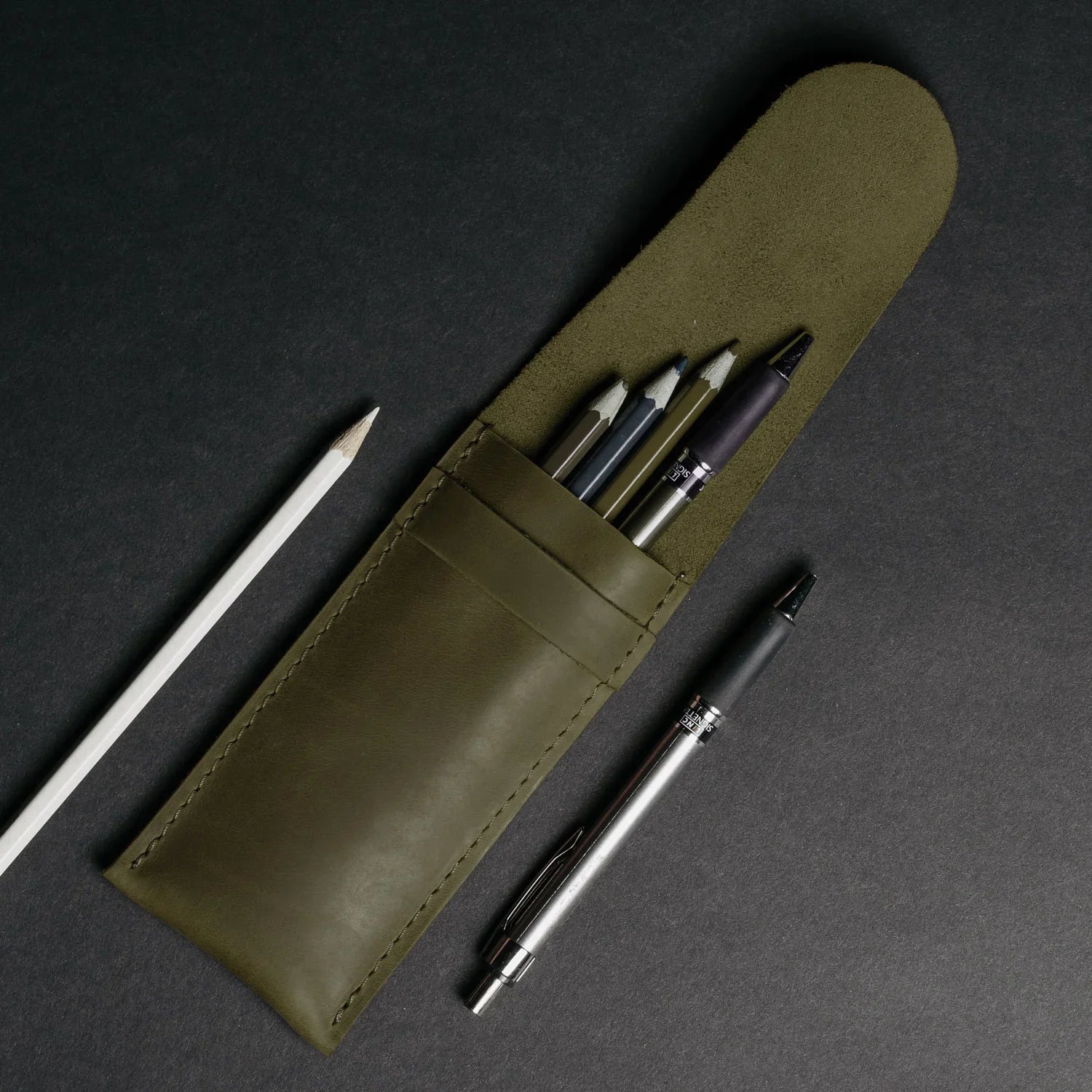 Vintage Leather Pen & Pencil Pouch - Case for Pens