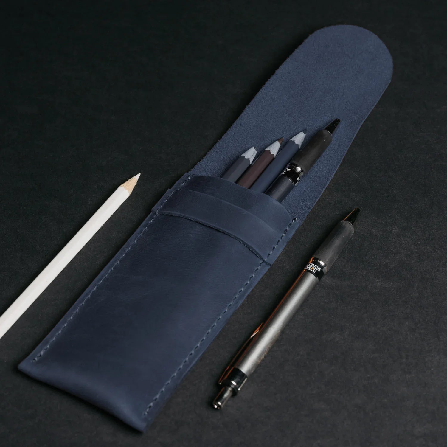 Vintage Leather Pen & Pencil Pouch - Case for Pens