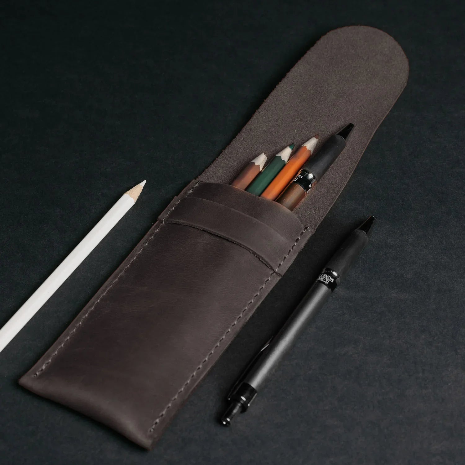 Vintage Leather Pen & Pencil Pouch - Case for Pens