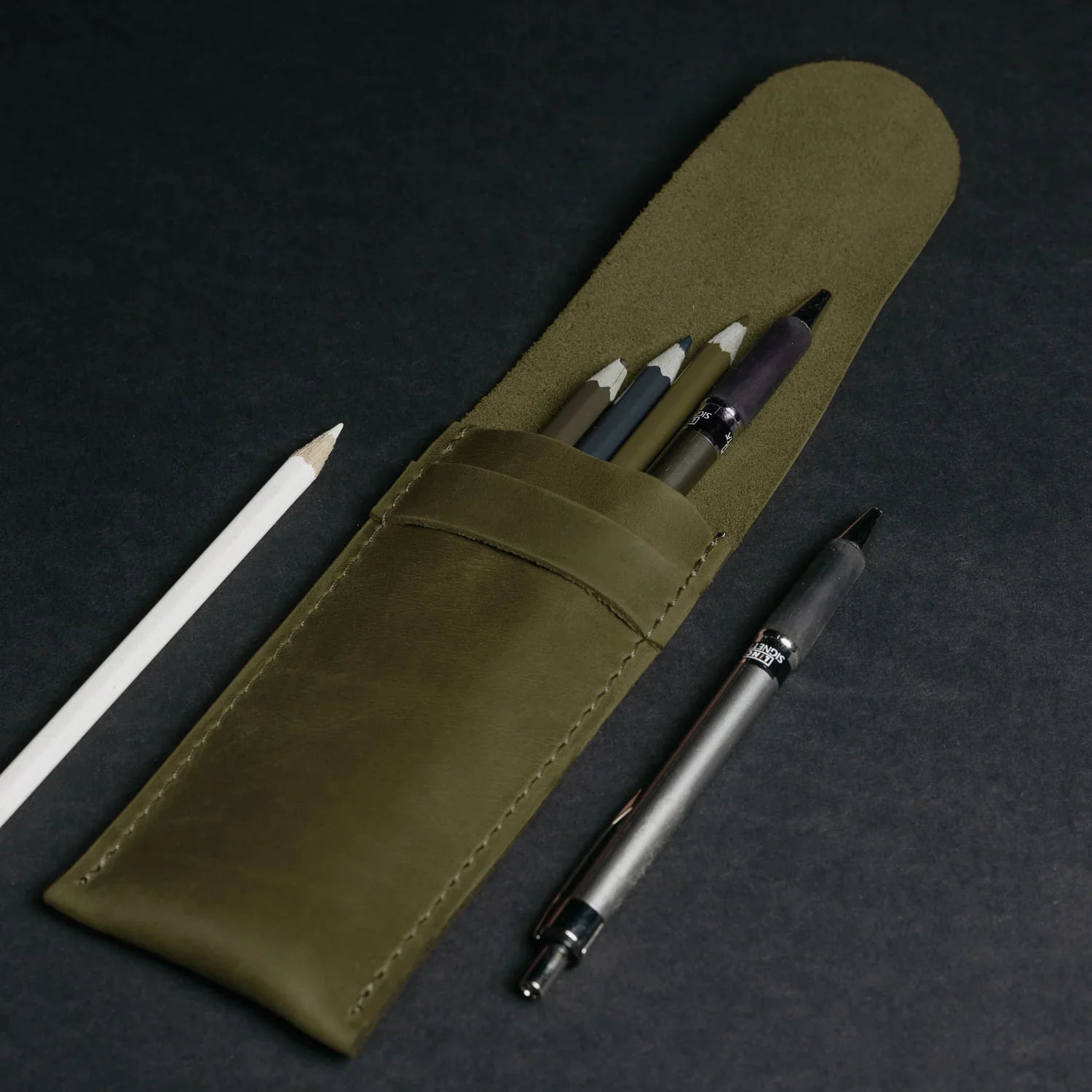 Vintage Leather Pen & Pencil Pouch - Case for Pens