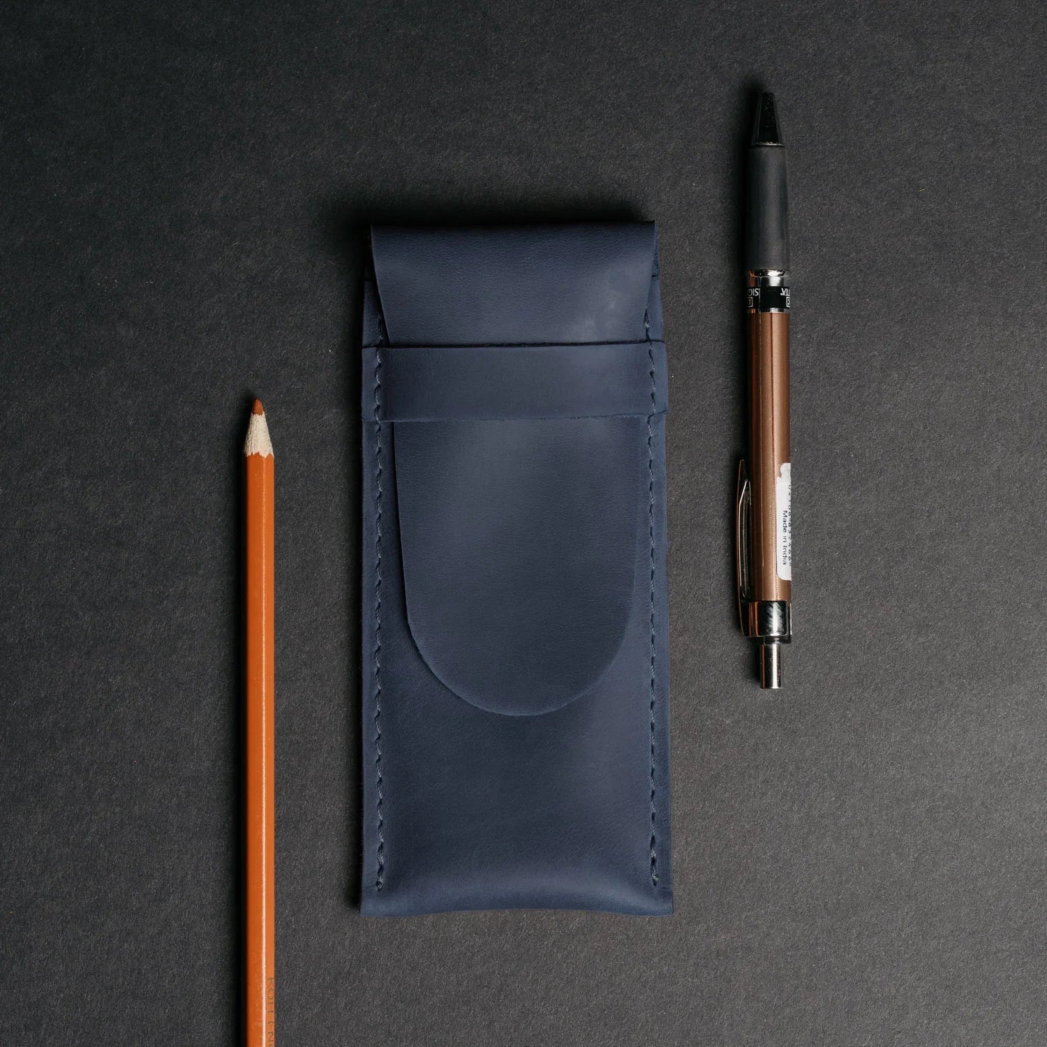Vintage Leather Pen & Pencil Pouch - Case for Pens