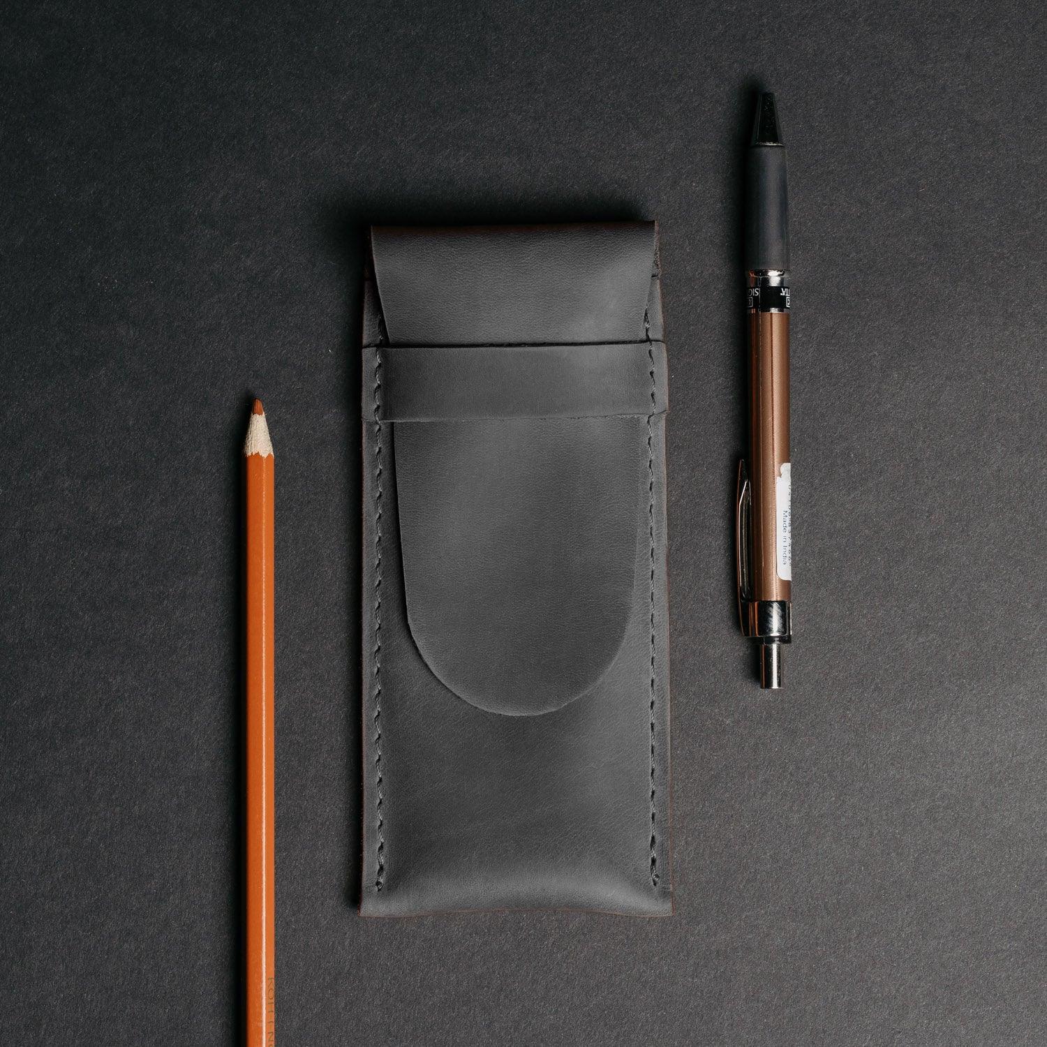 Vintage Leather Pen & Pencil Pouch - Case for Pens
