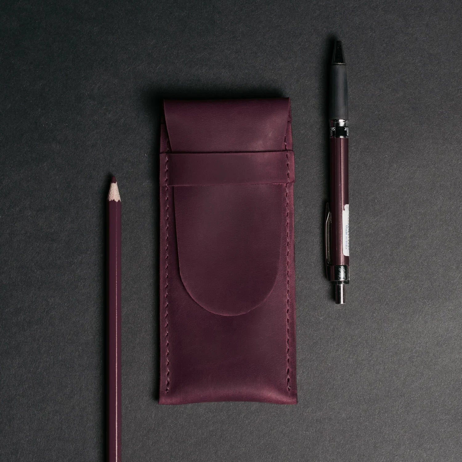 Vintage Leather Pen & Pencil Pouch - Case for Pens