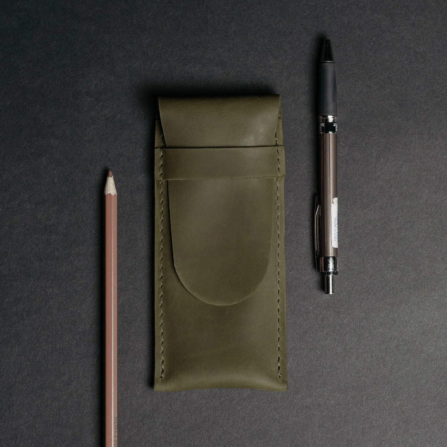 Vintage Leather Pen & Pencil Pouch - Case for Pens