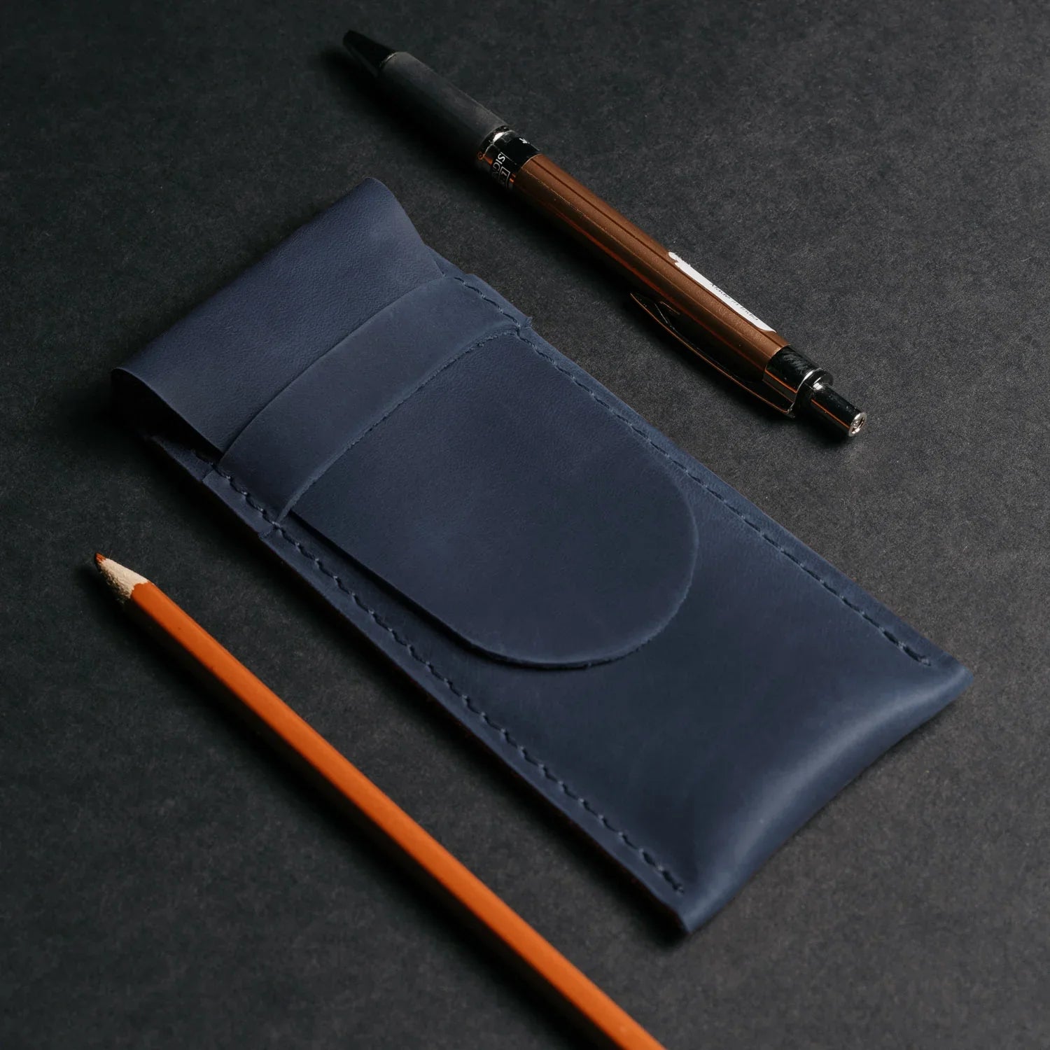 Vintage Leather Pen & Pencil Pouch - Case for Pens