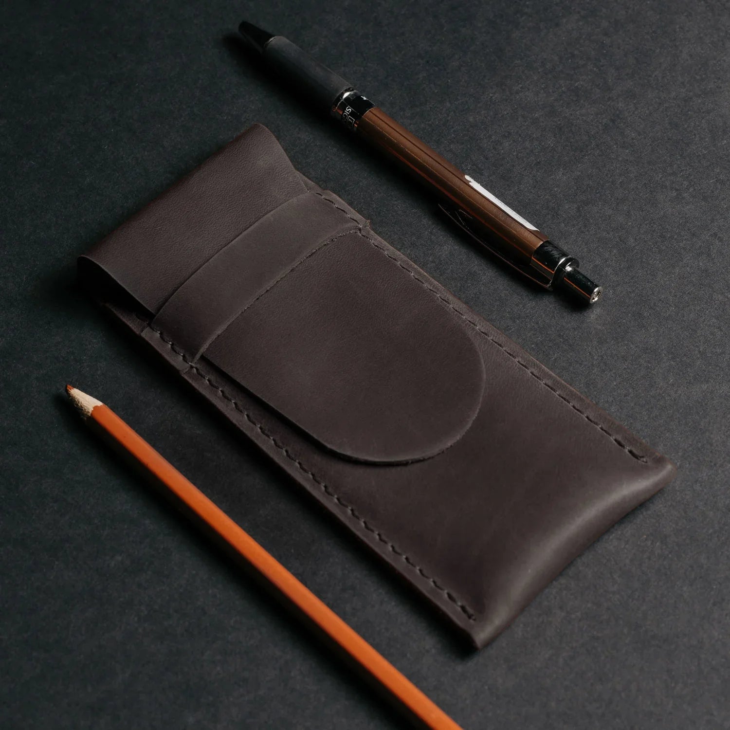 Vintage Leather Pen & Pencil Pouch - Case for Pens