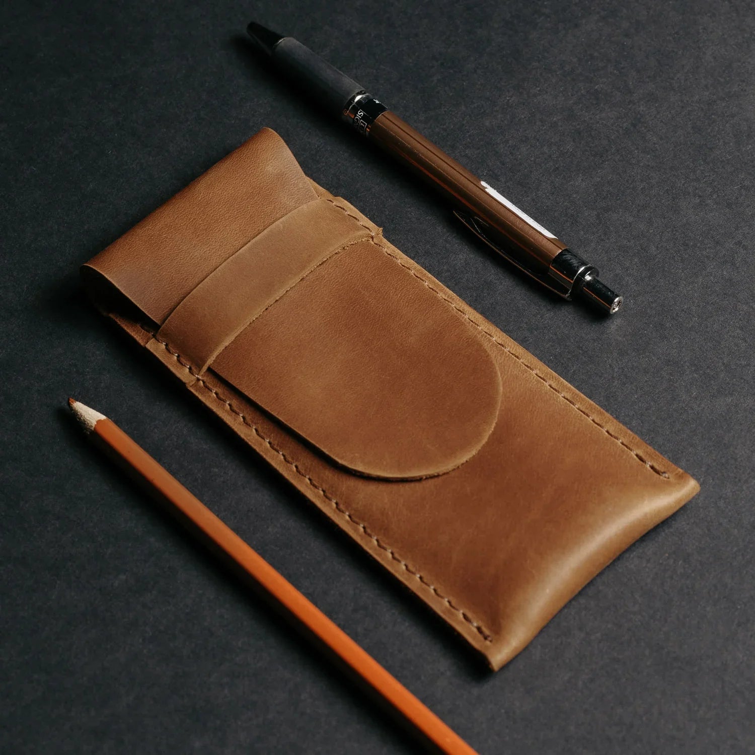 Vintage Leather Pen & Pencil Pouch - Case for Pens