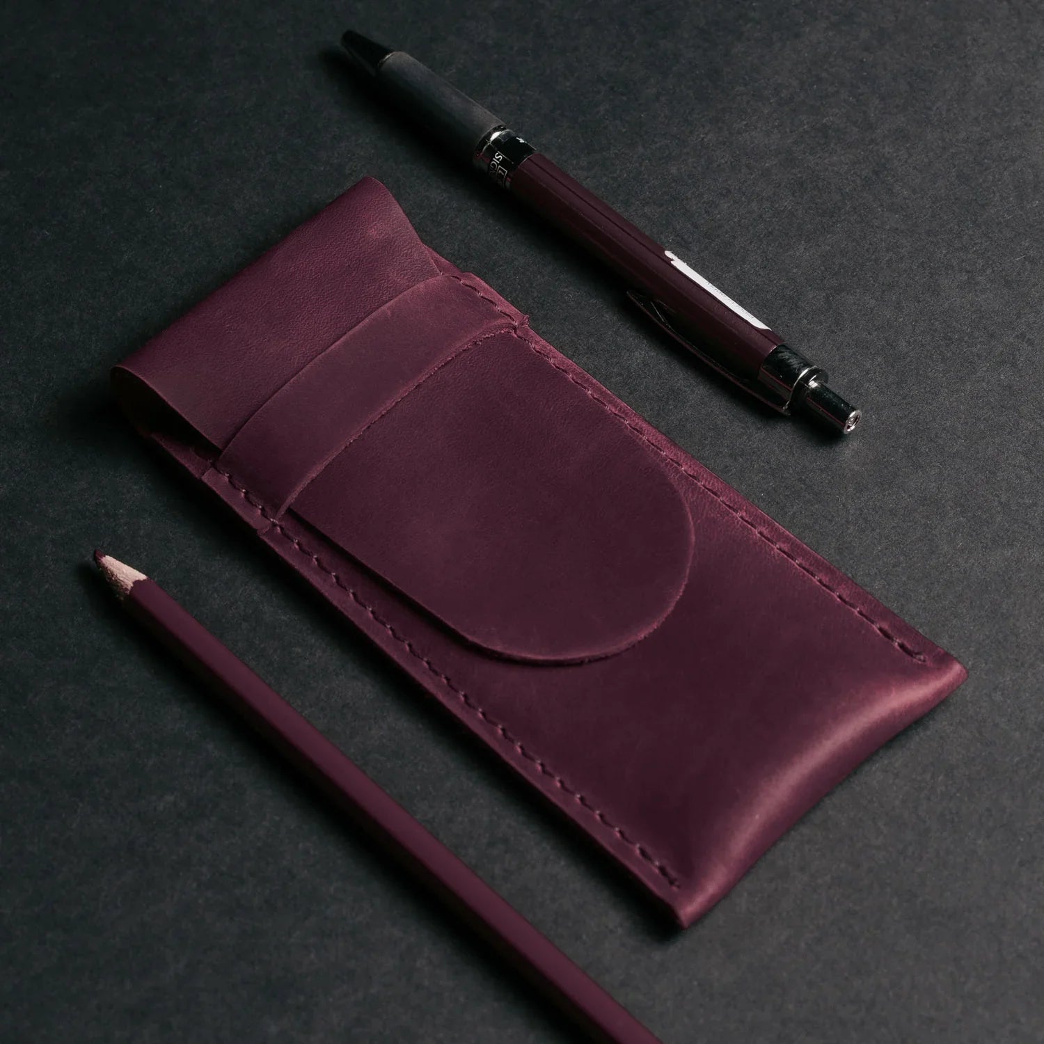Vintage Leather Pen & Pencil Pouch - Case for Pens