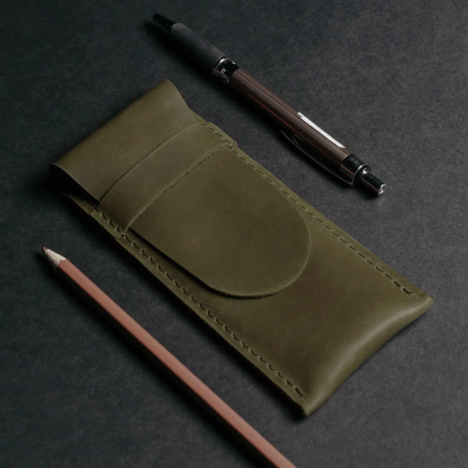 Vintage Leather Pen & Pencil Pouch - Case for Pens