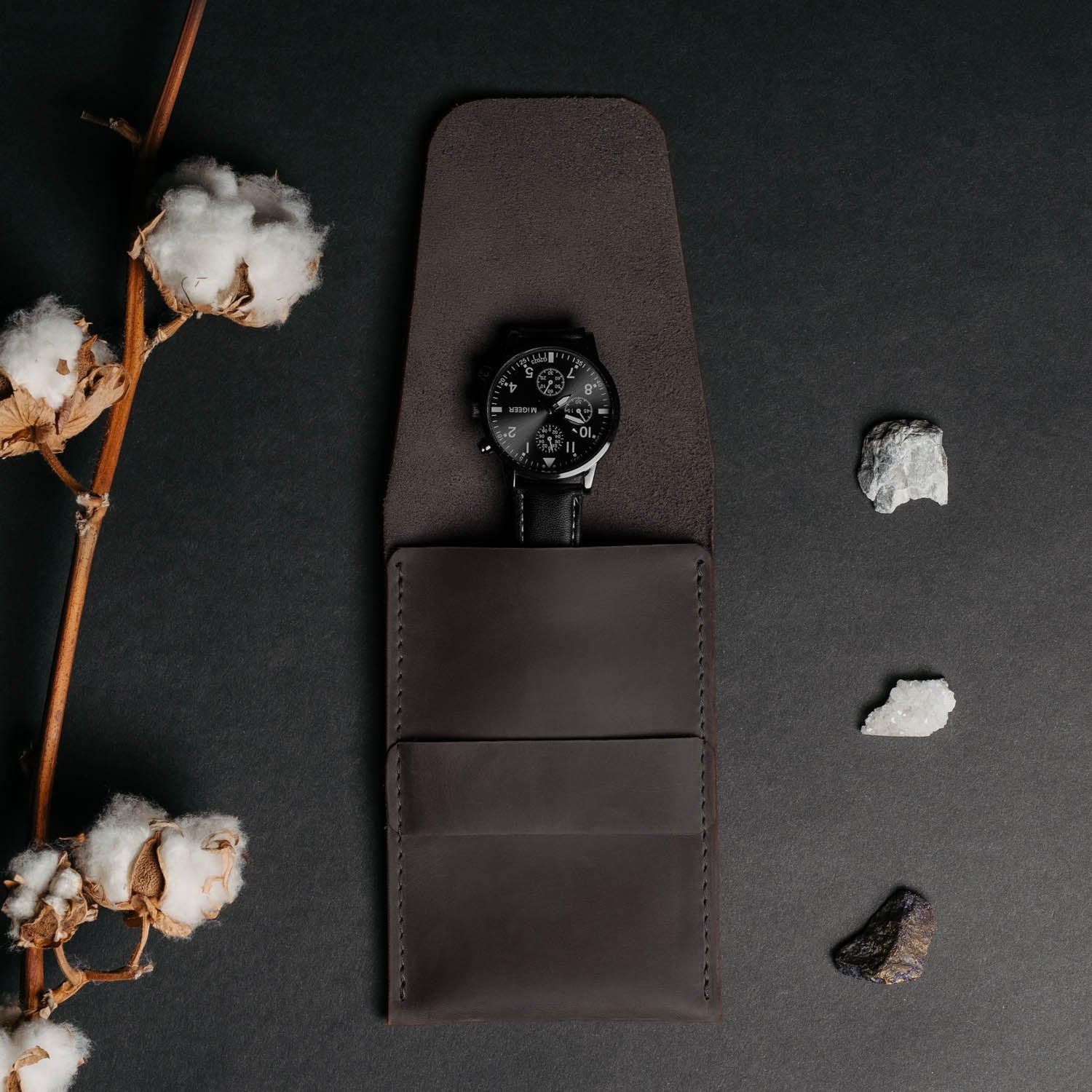 Leather Watch Travel Pouch – Distressed Finish | Sentinel