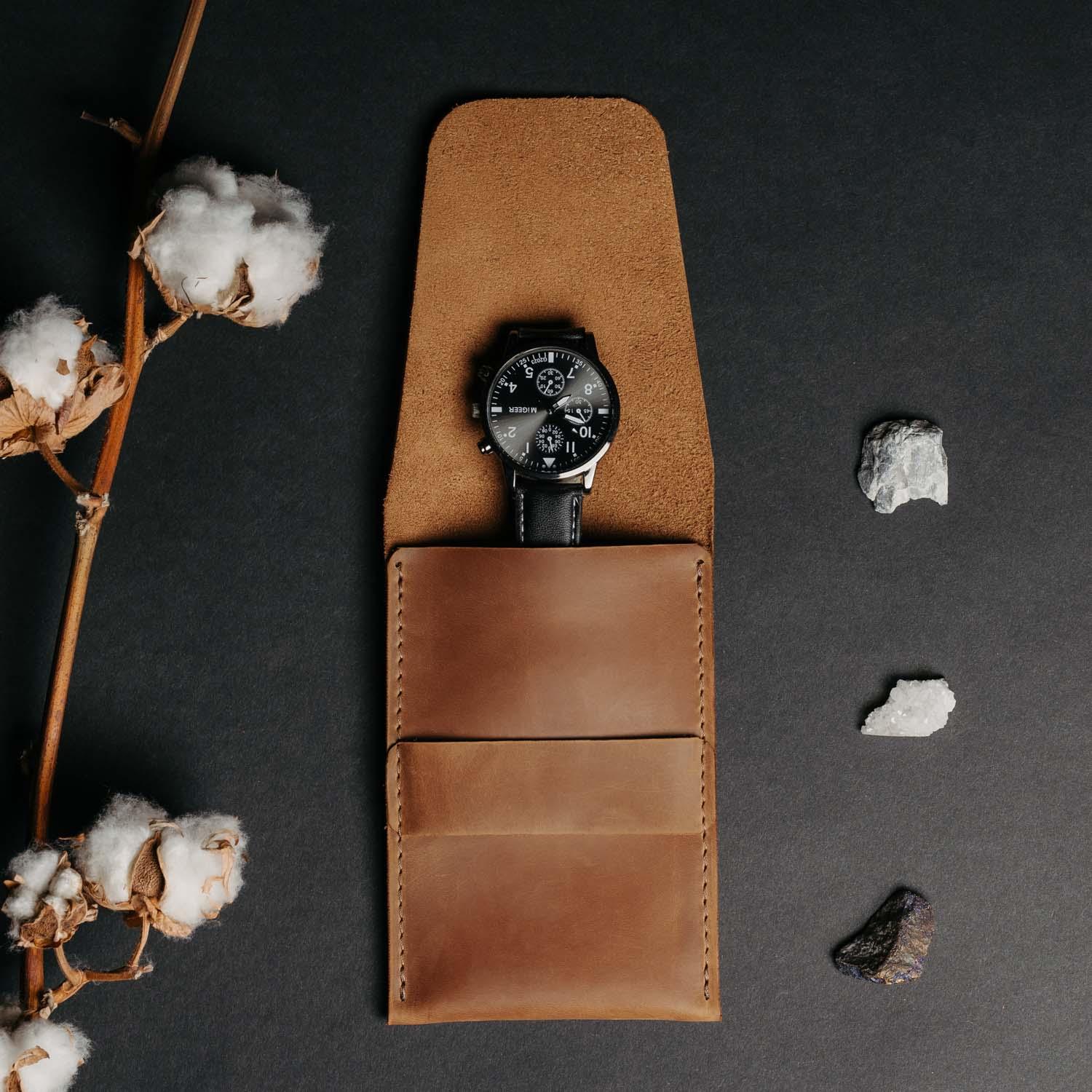 Leather Watch Travel Pouch – Distressed Finish | Sentinel