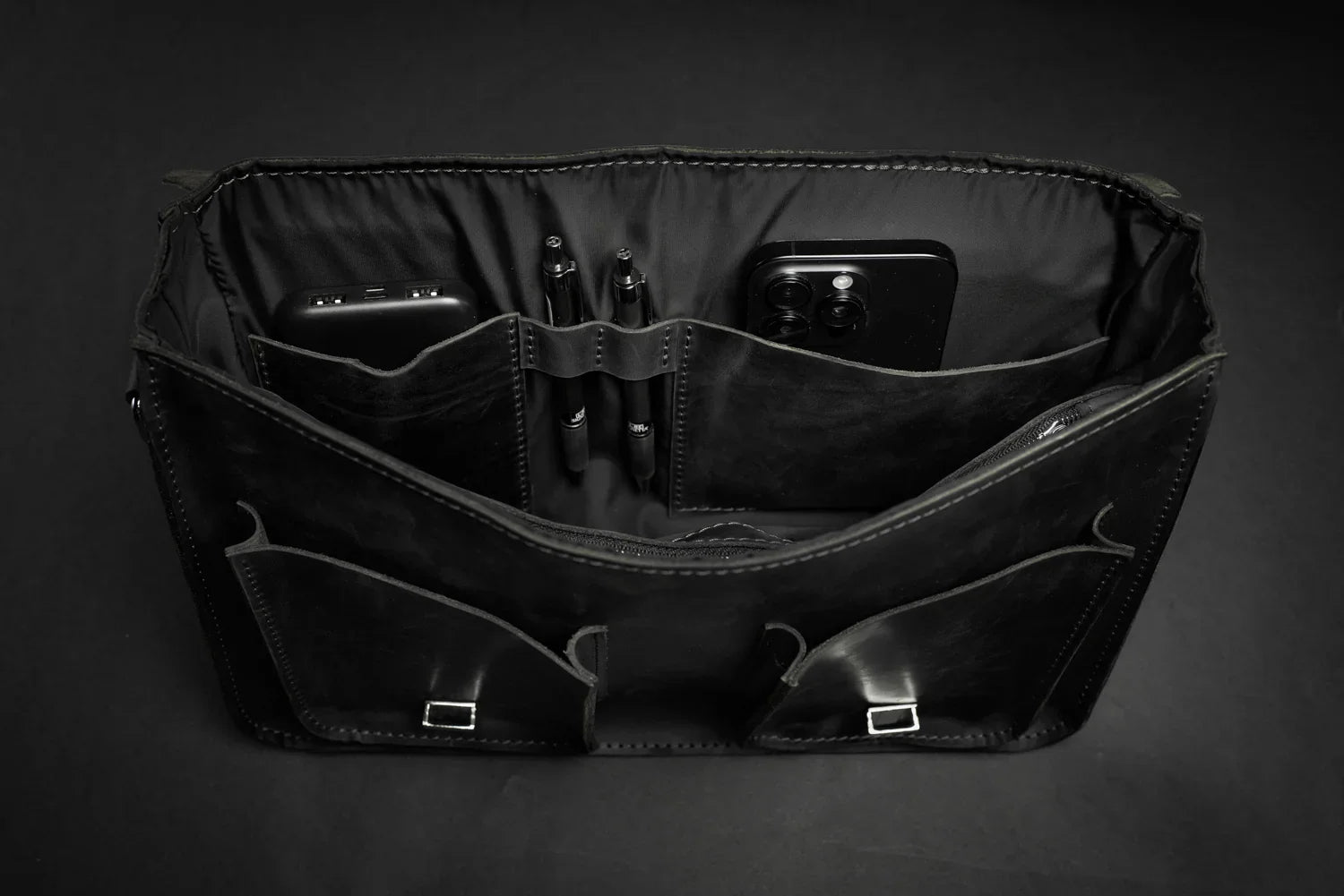 Waxed Matte Leather Satchel Bag | Barrister