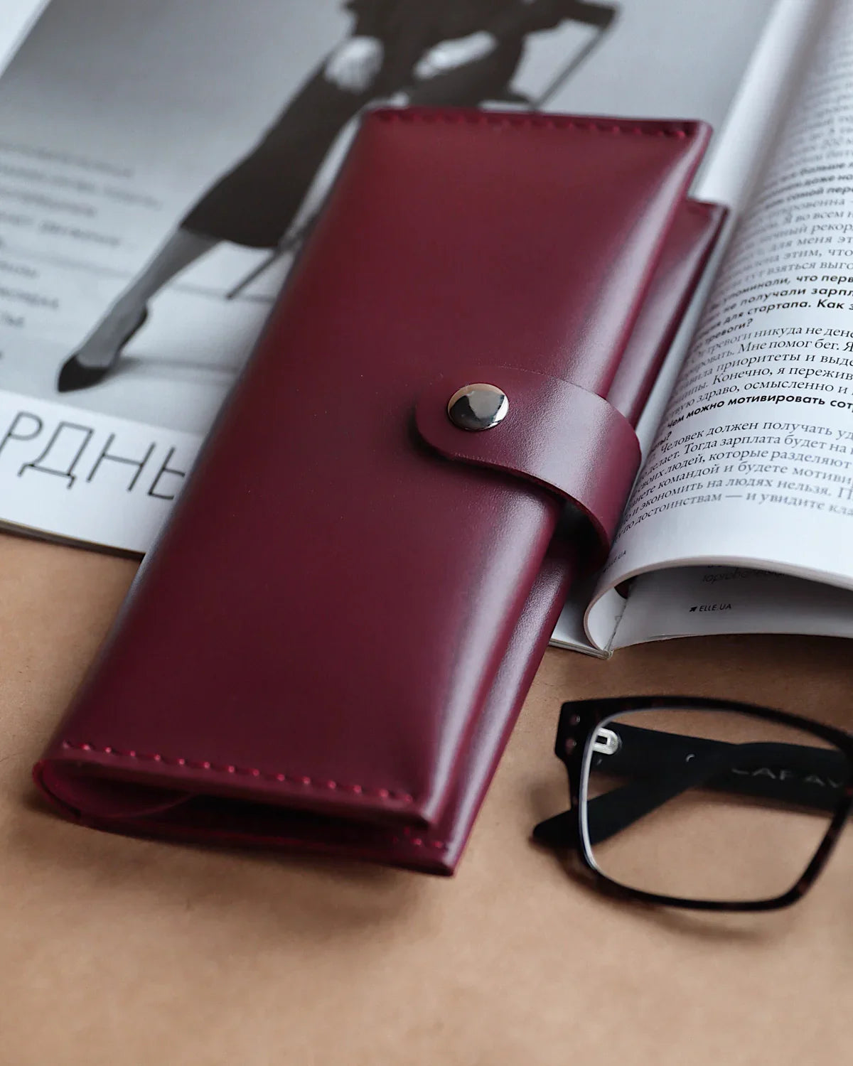 Classic Long Wallet β Smooth Leather & Snap Button