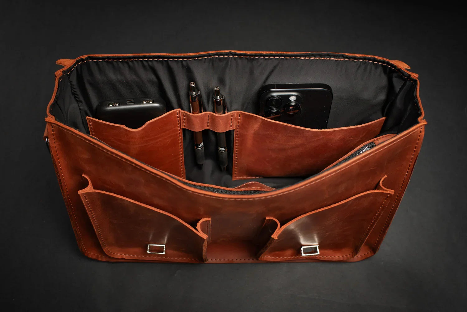 Waxed Matte Leather Satchel Bag | Barrister