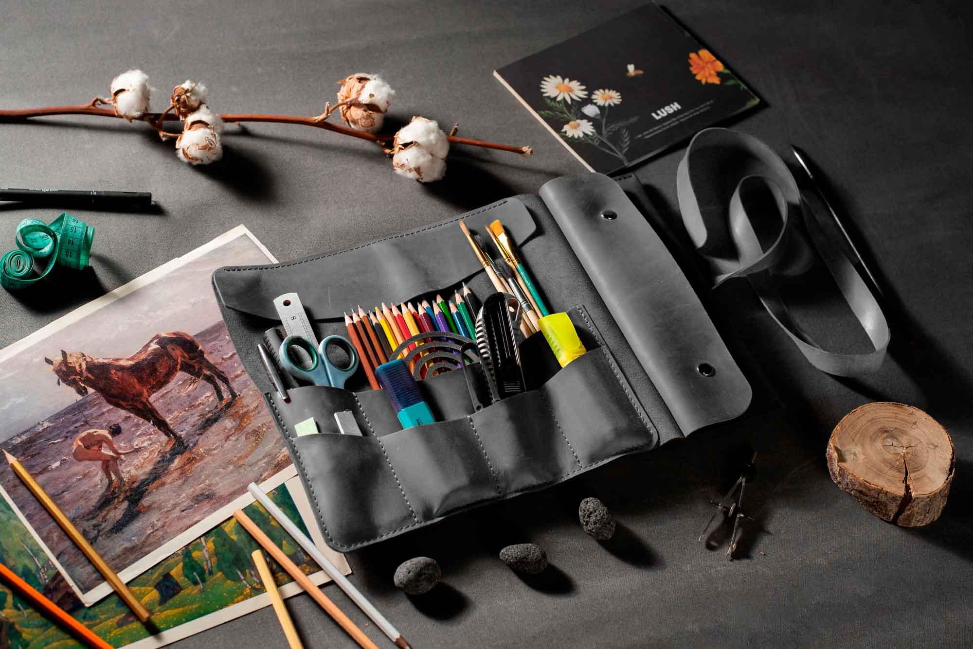 Artist’s Brush and Tool Roll – Handmade in Waxed Leather