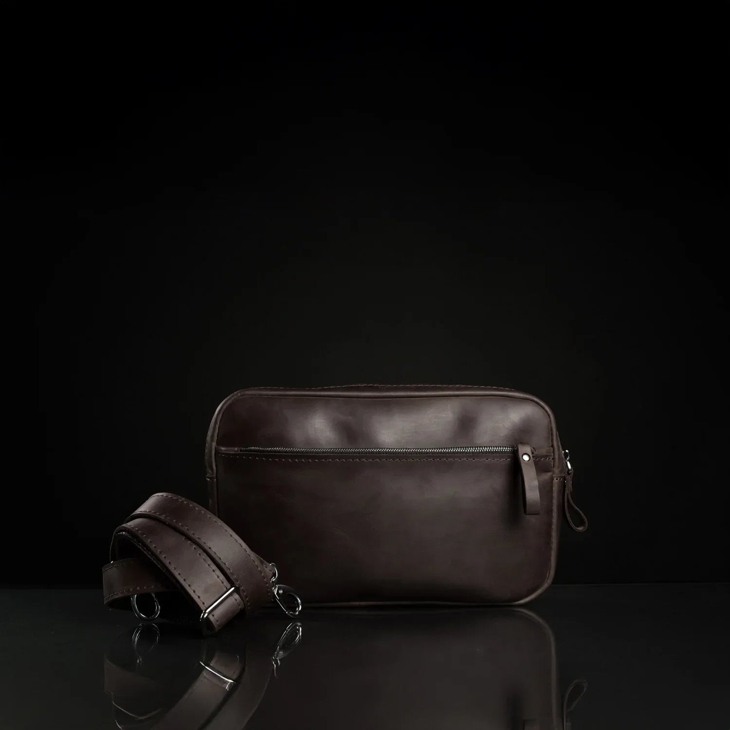Zippered Leather Crossbody Bag for Men and Women | Orson
