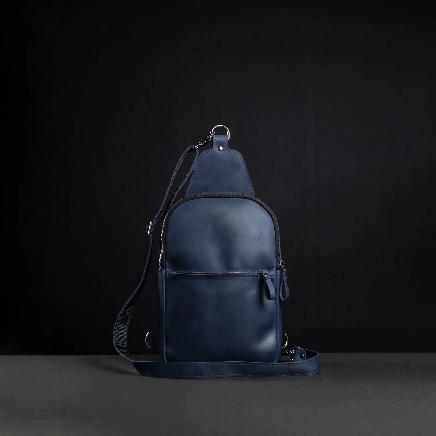 Matte Waxed Leather Sling Bag – Slim Crossbody & Semi-Backpack