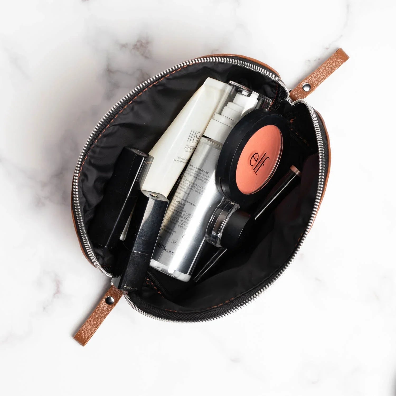 Full Grain Leather Makeup Bag for Women | Mirana