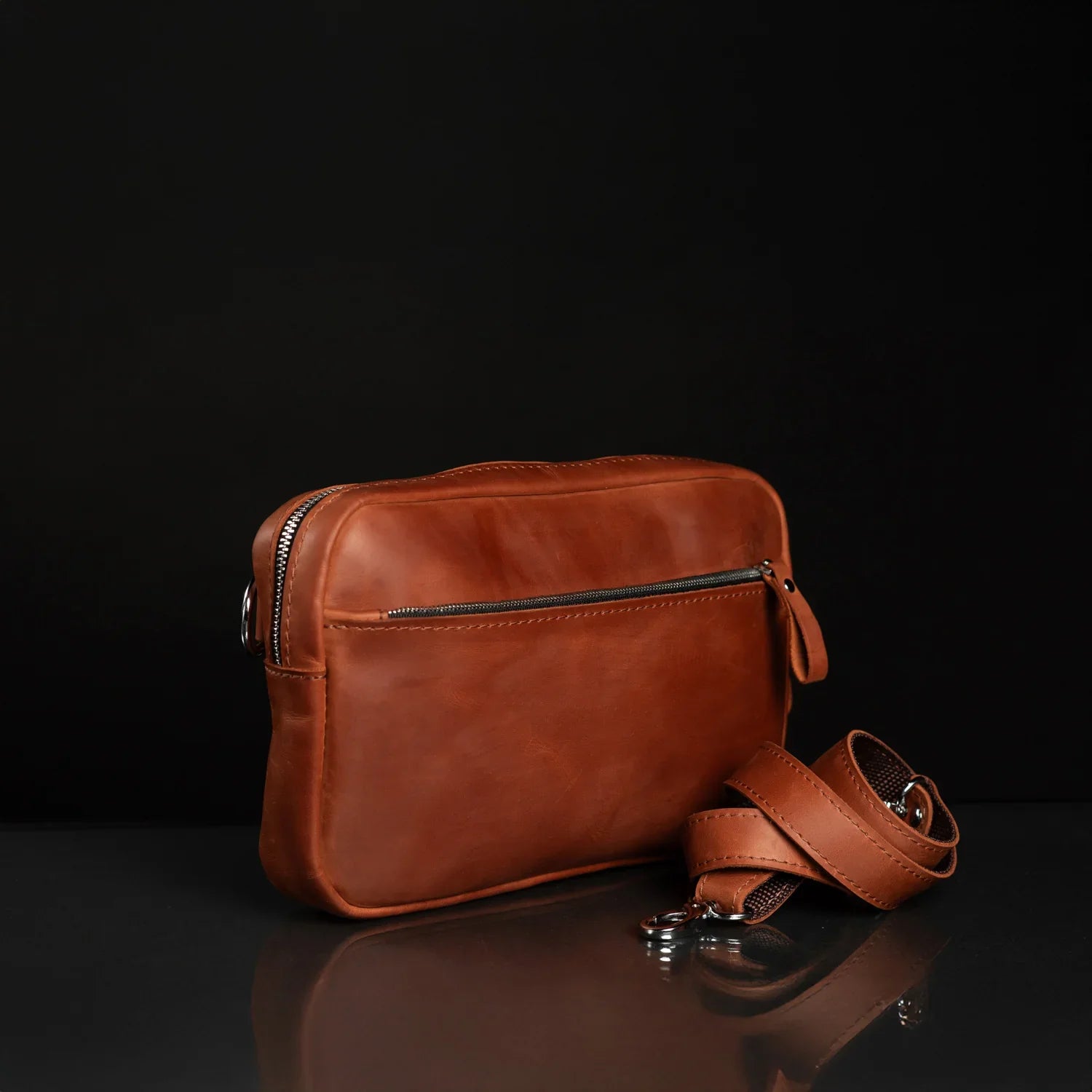 Zippered Leather Crossbody Bag for Men and Women | Orson