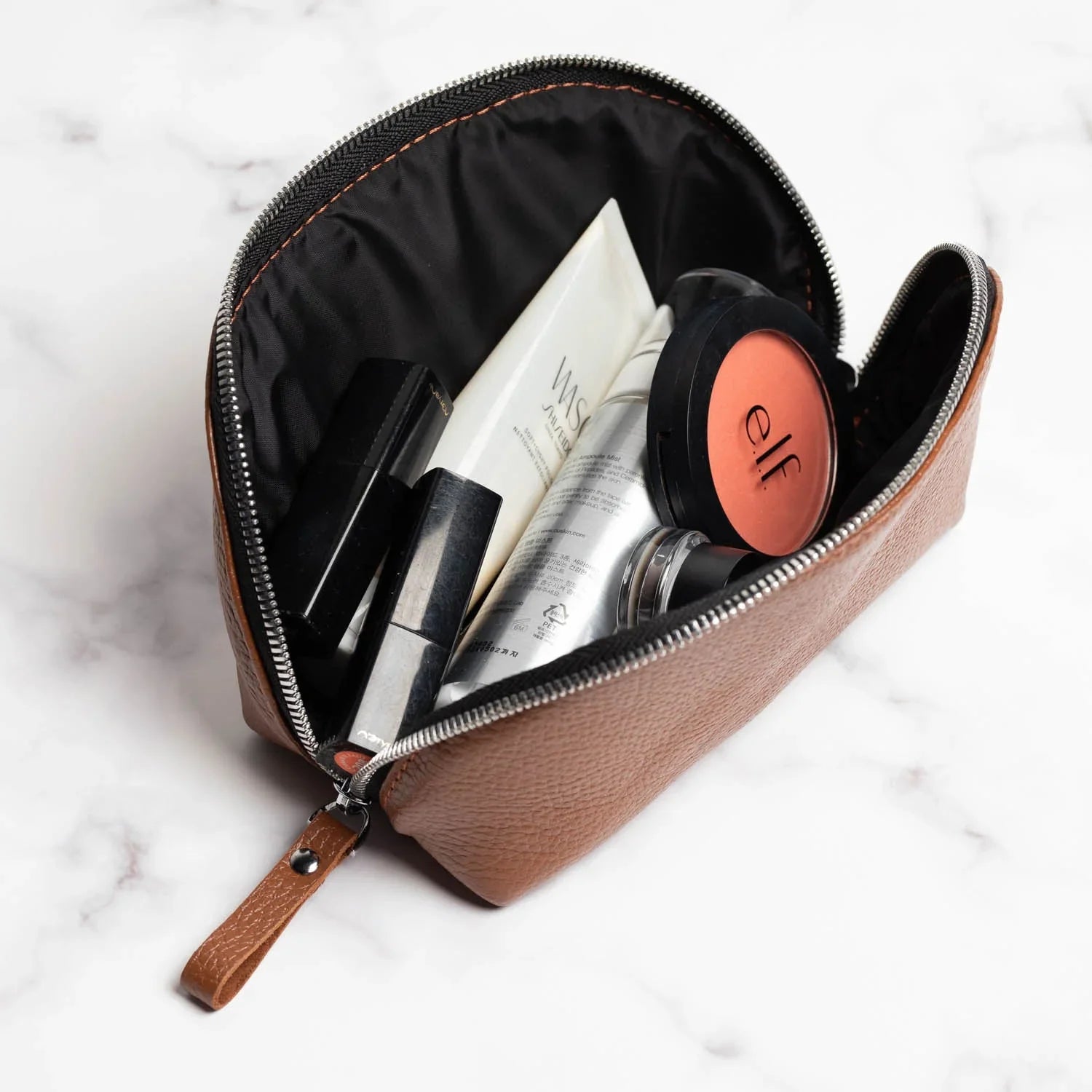 Full Grain Leather Makeup Bag for Women | Mirana