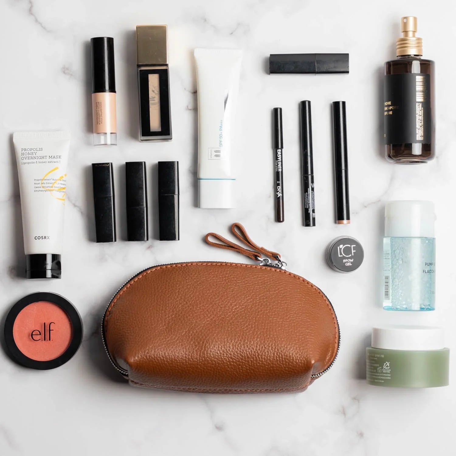 Full Grain Leather Makeup Bag for Women | Mirana
