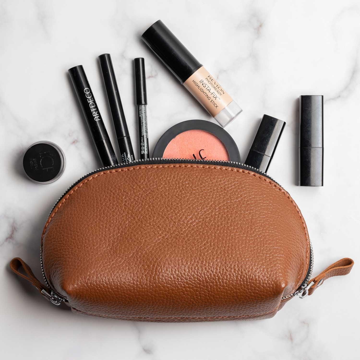 Full Grain Leather Makeup Bag for Women | Mirana