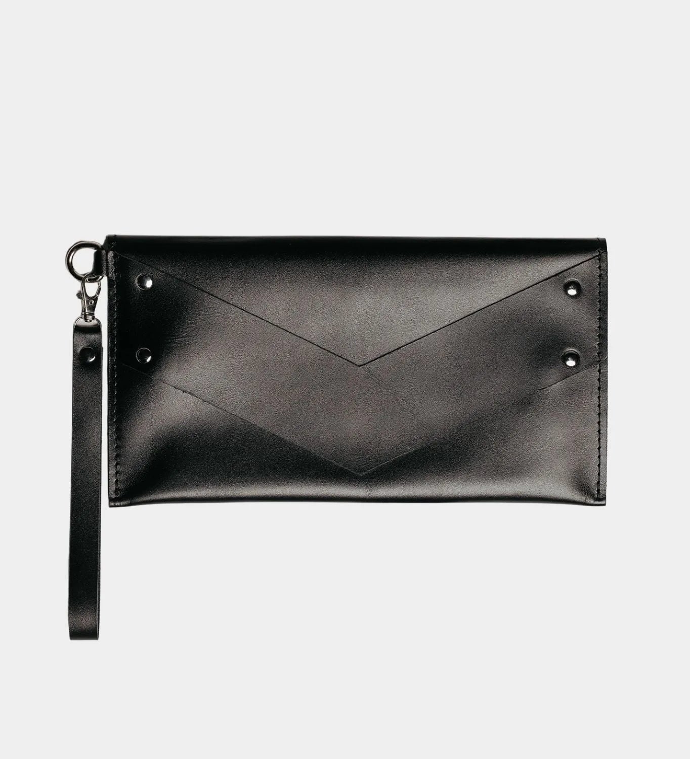 Double-Sided Leather Clutch with Handle