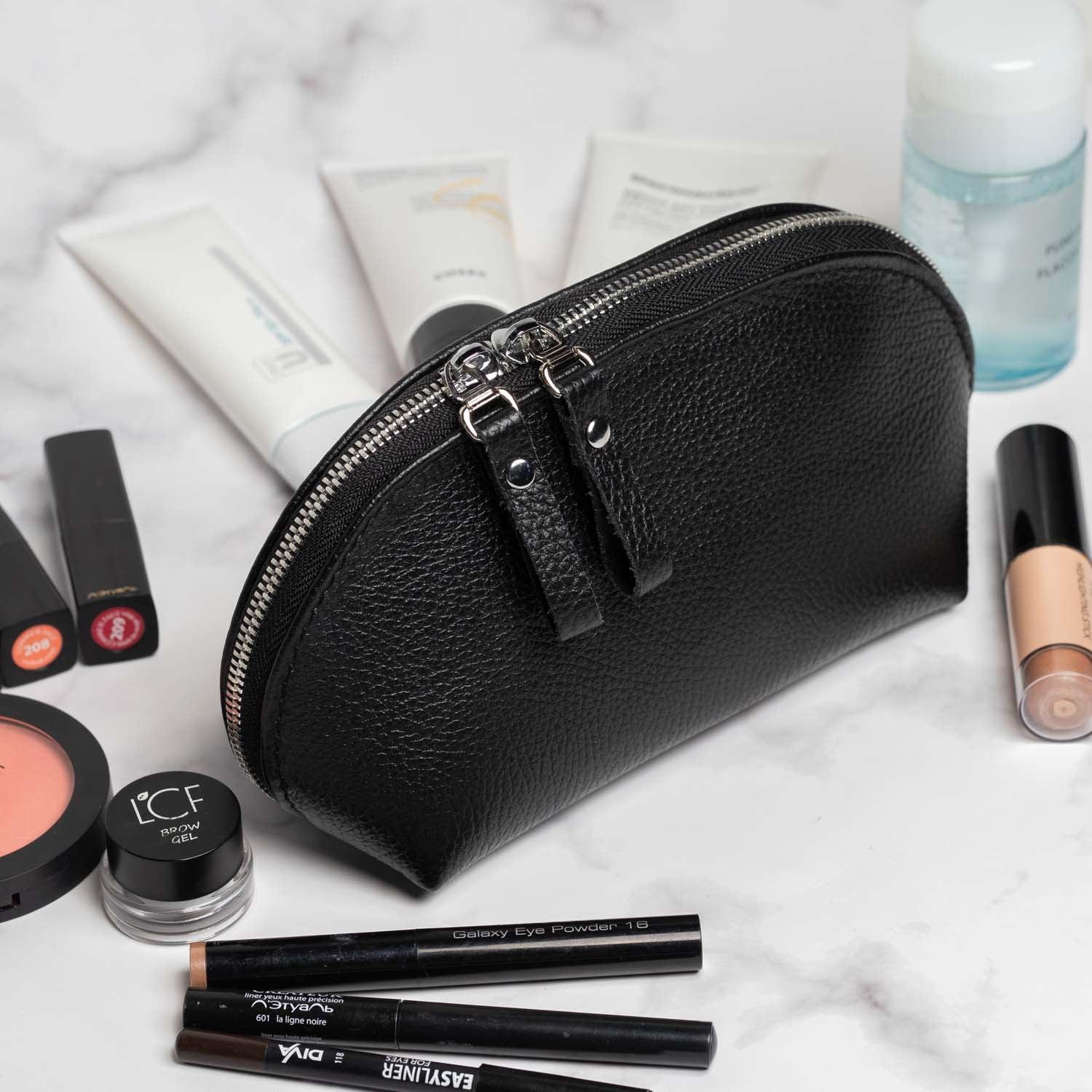 Full Grain Leather Makeup Bag for Women | Mirana