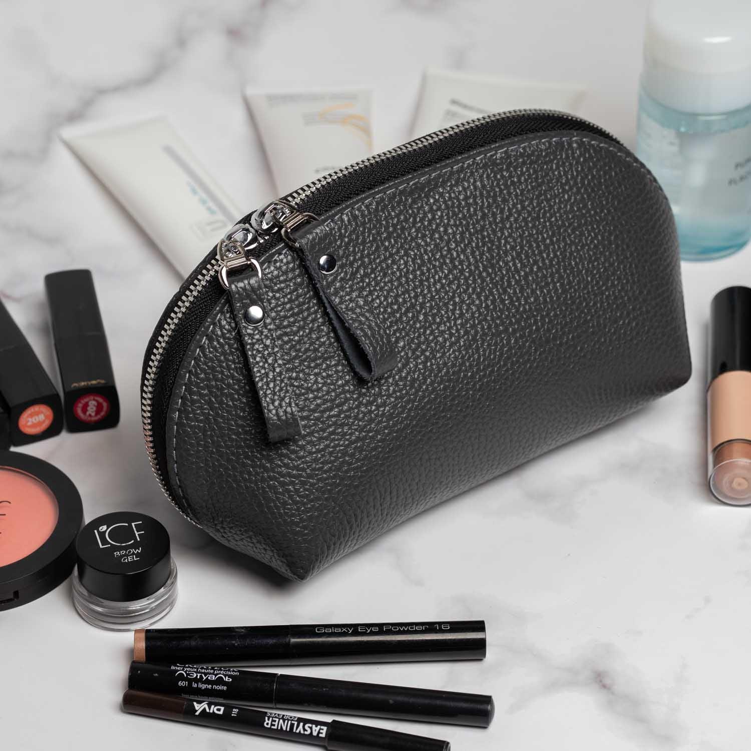 Full Grain Leather Makeup Bag for Women | Mirana