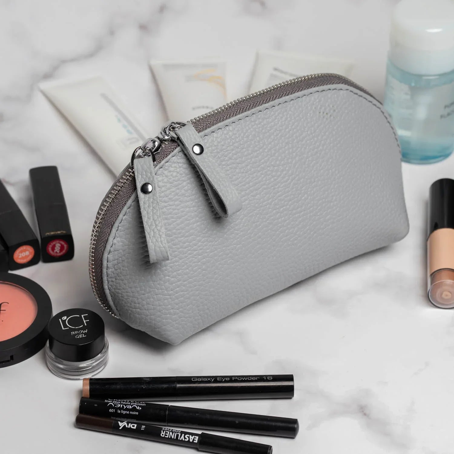 Full Grain Leather Makeup Bag for Women | Mirana
