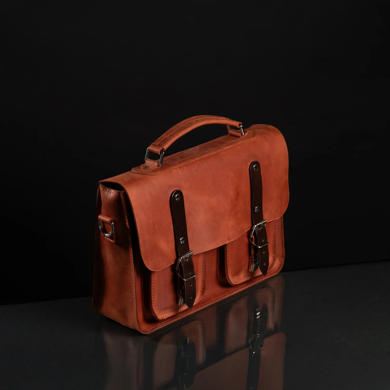 Waxed Matte Leather Satchel Bag | Barrister
