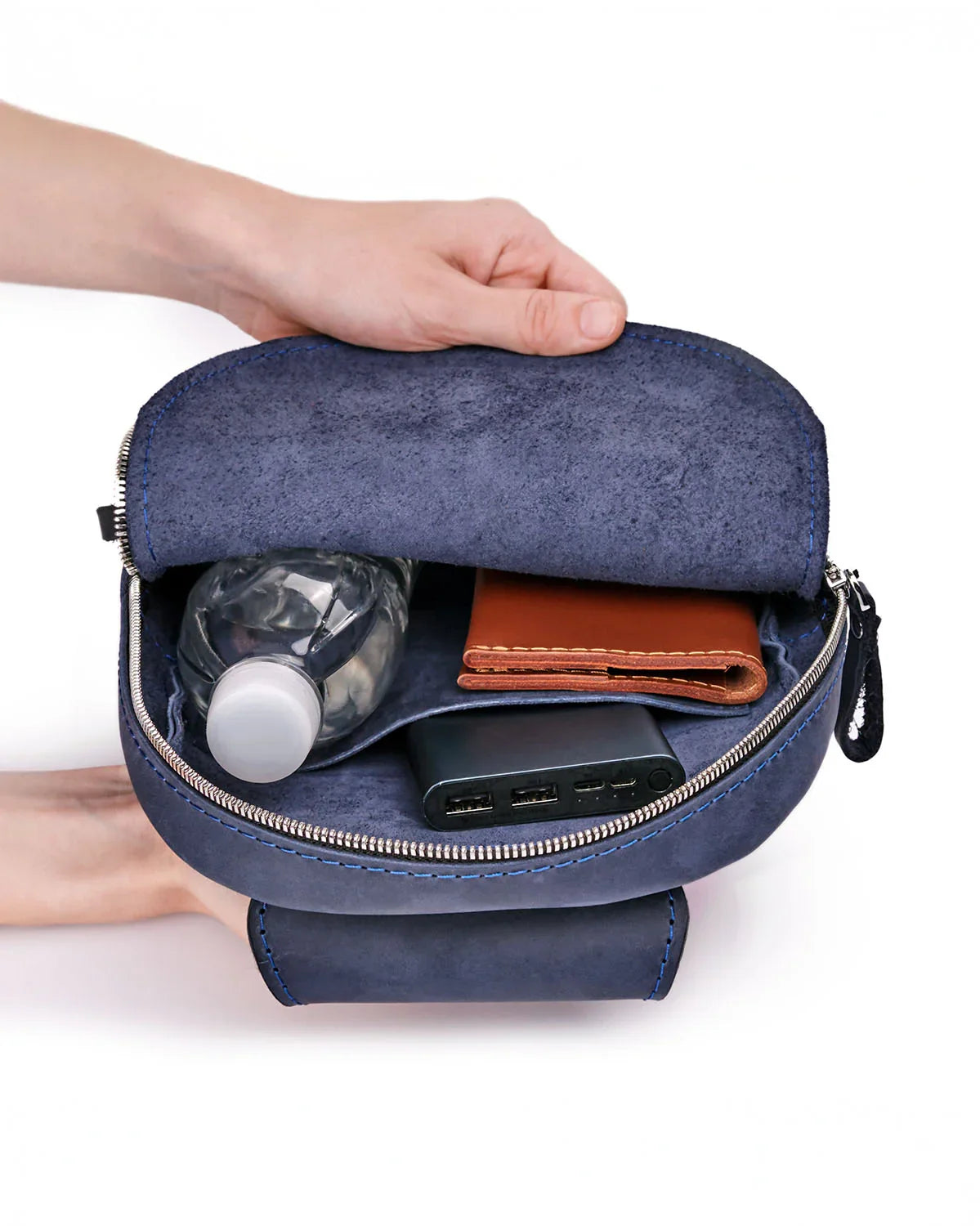 Matte Waxed Leather Sling Bag – Slim Crossbody & Semi-Backpack
