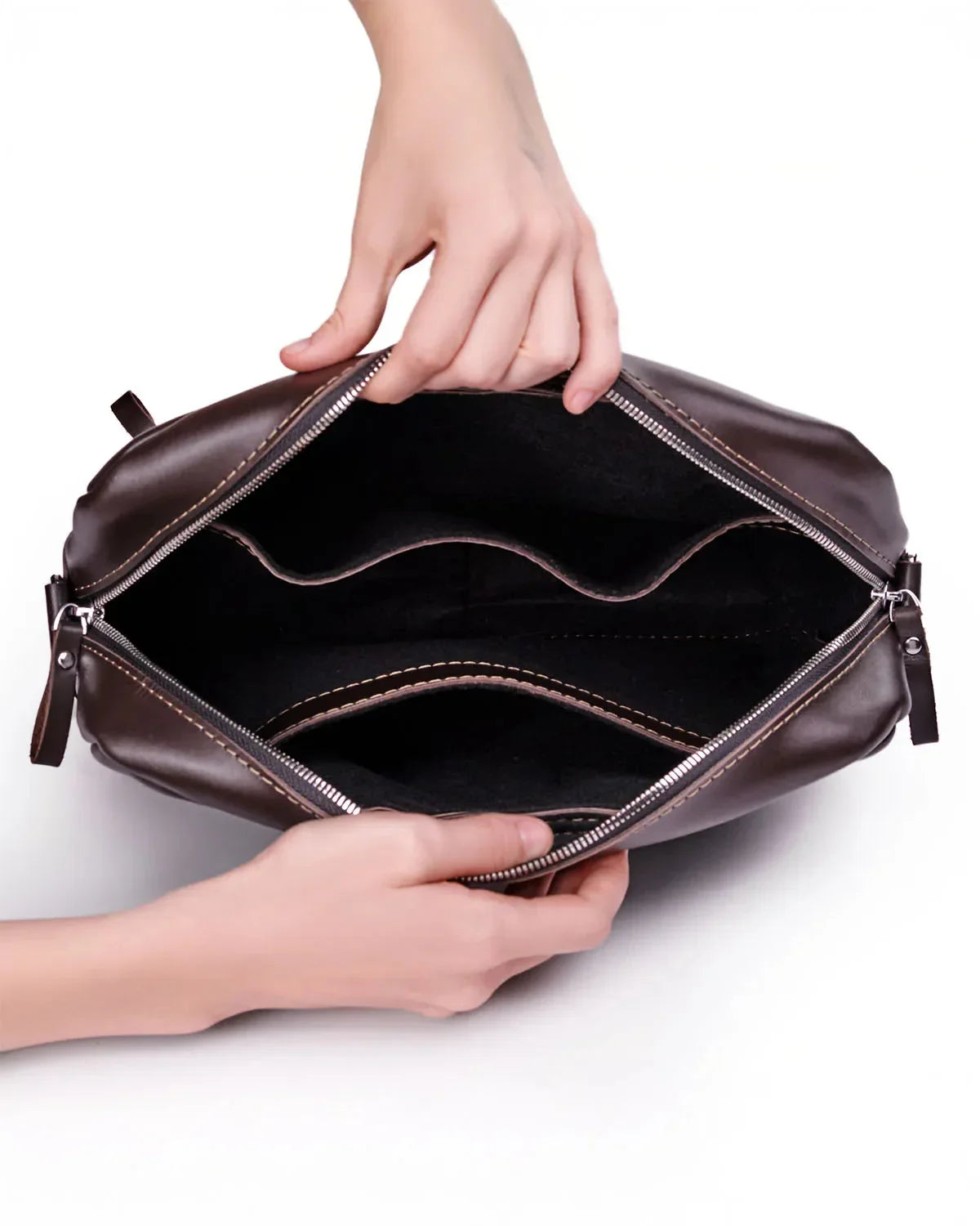 Everyday Leather Messenger with Zip | Squad