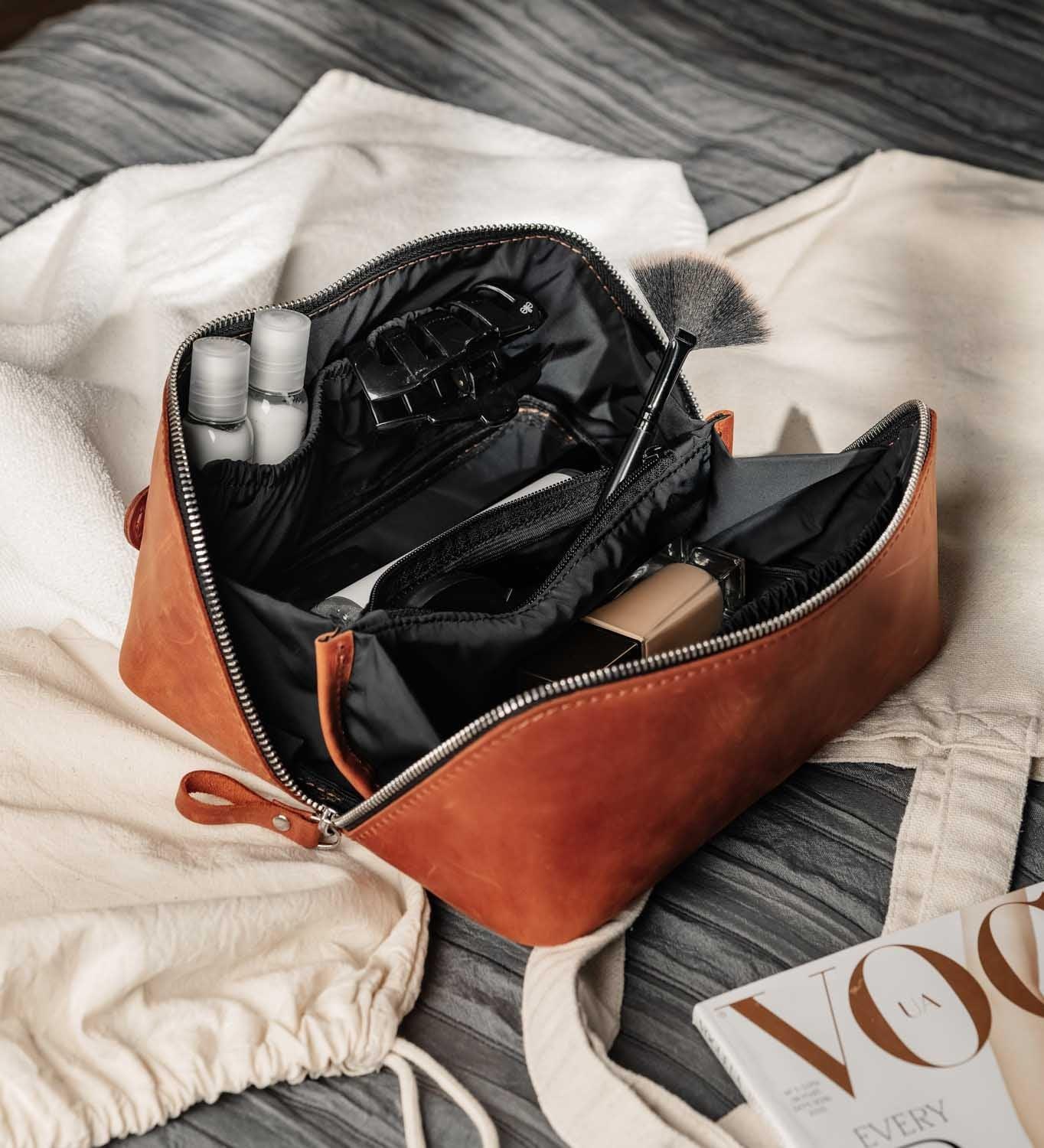 Matte Leather Cosmetic Bag – Travel Toiletry Organizer | BeautyBox