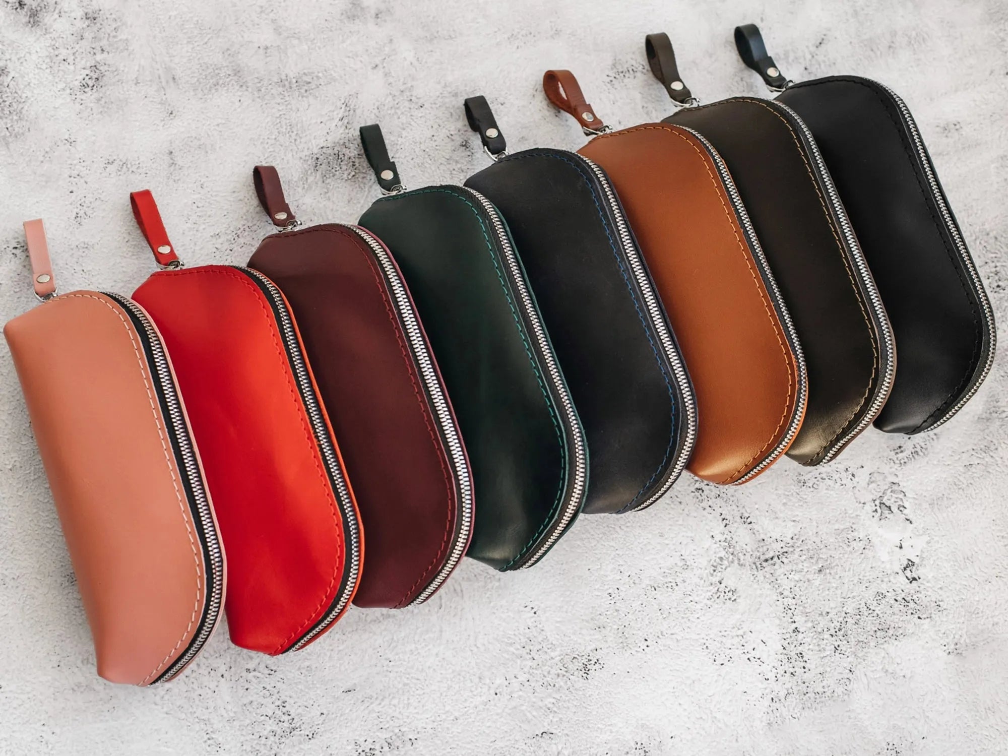 Zippered Leather Pencil Case | Smooth Black - Wenderfarer